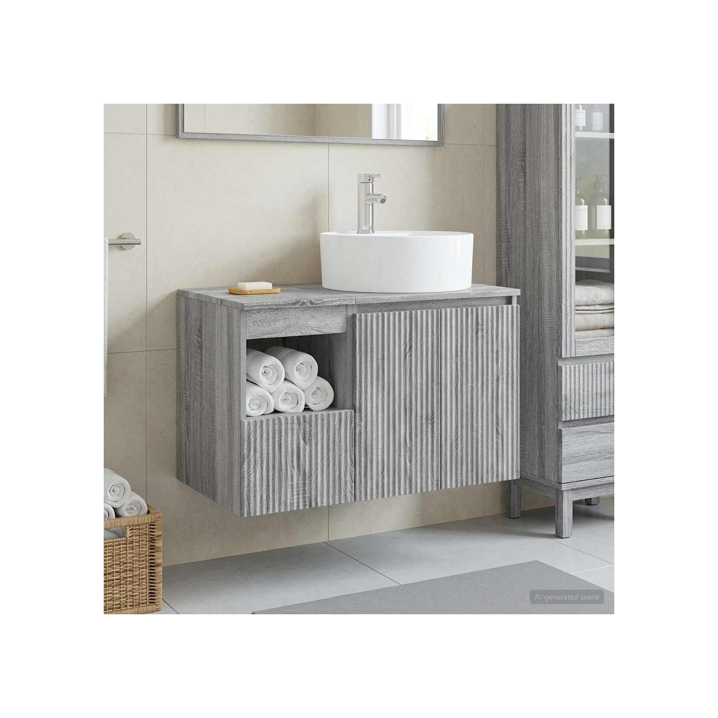 Ensemble de mobilier de salle de bain 2 pc Sonoma gris