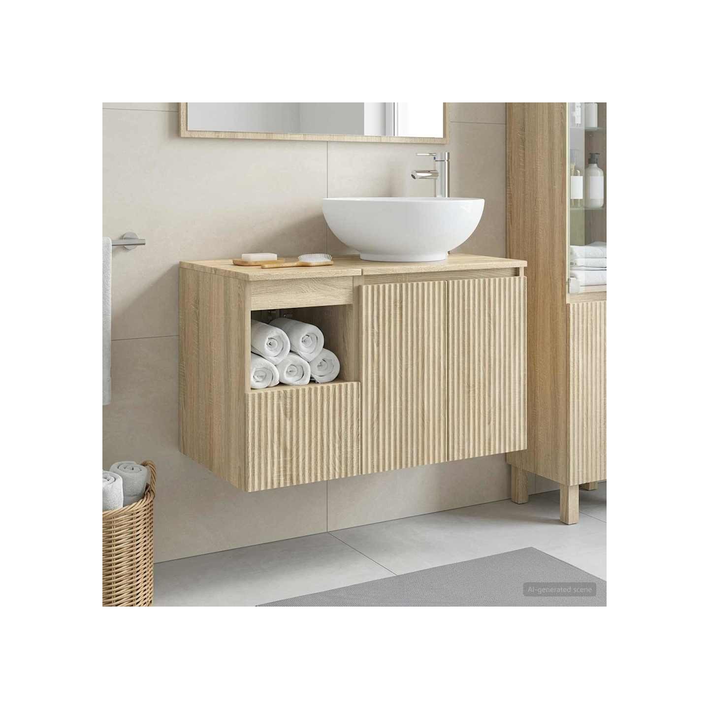 Ensemble de mobilier de salle de bain 2 pc Chêne Sonoma