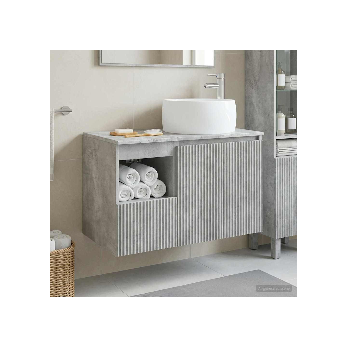 Ensemble de mobilier de salle de bain 2 pc Gris béton