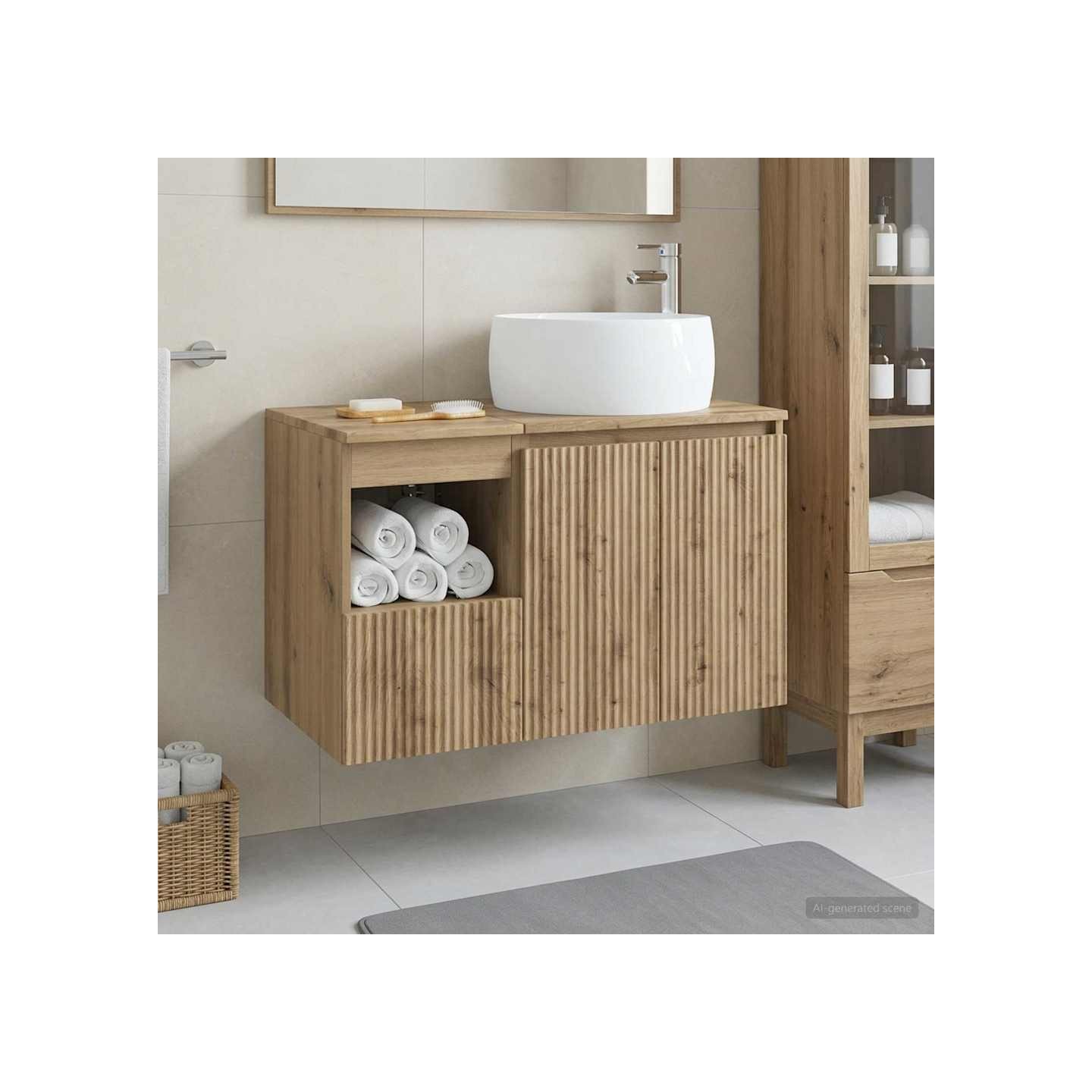 Ensemble de mobilier de salle de bain 2 pc Chêne artisanal