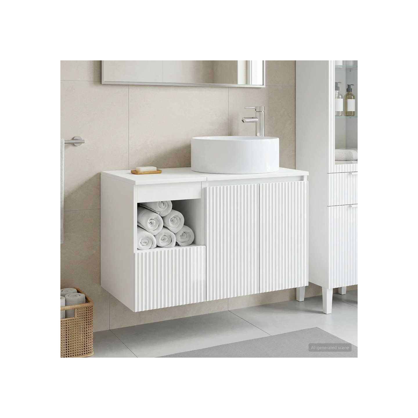 Ensemble de mobilier de salle de bain 2 pc Blanc brillant