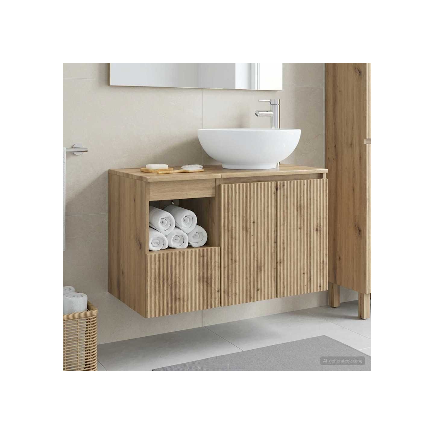 Ensemble de mobilier de salle de bain 2 pc Chêne artisanal