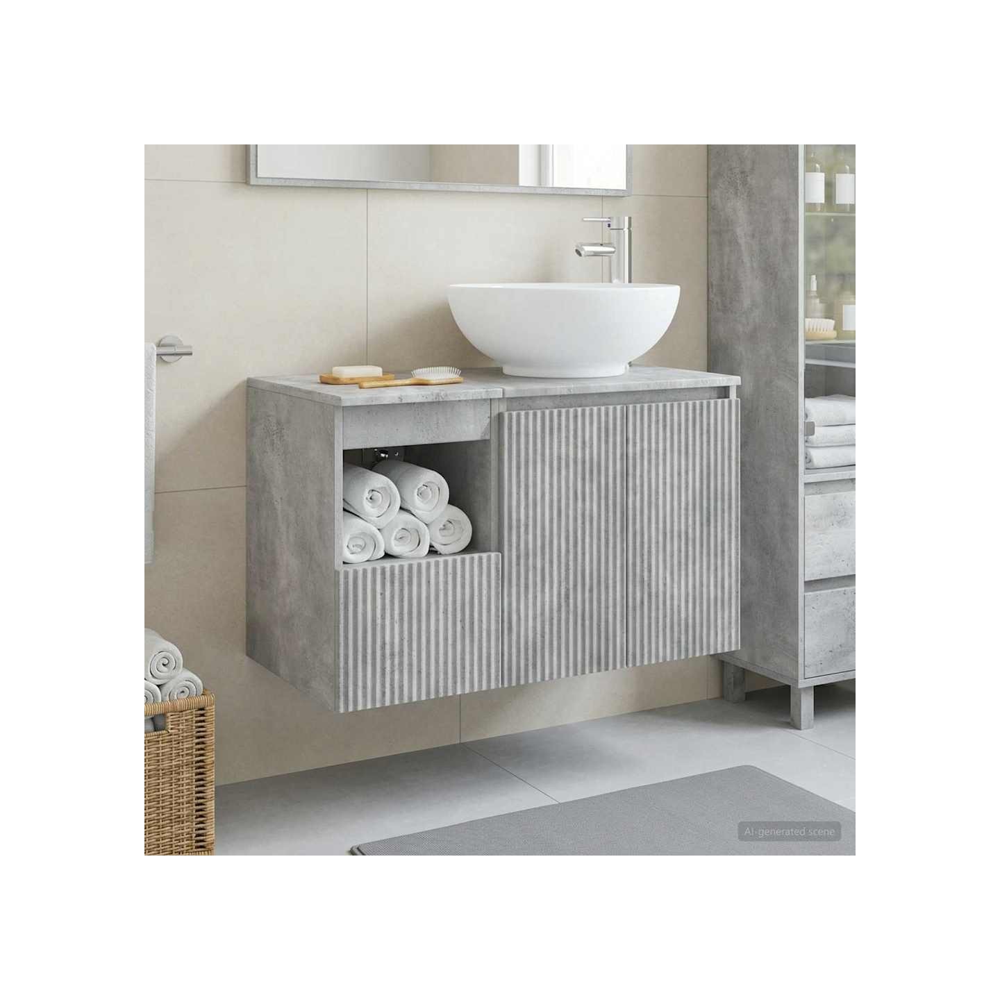 Ensemble de mobilier de salle de bain 2 pc Gris béton