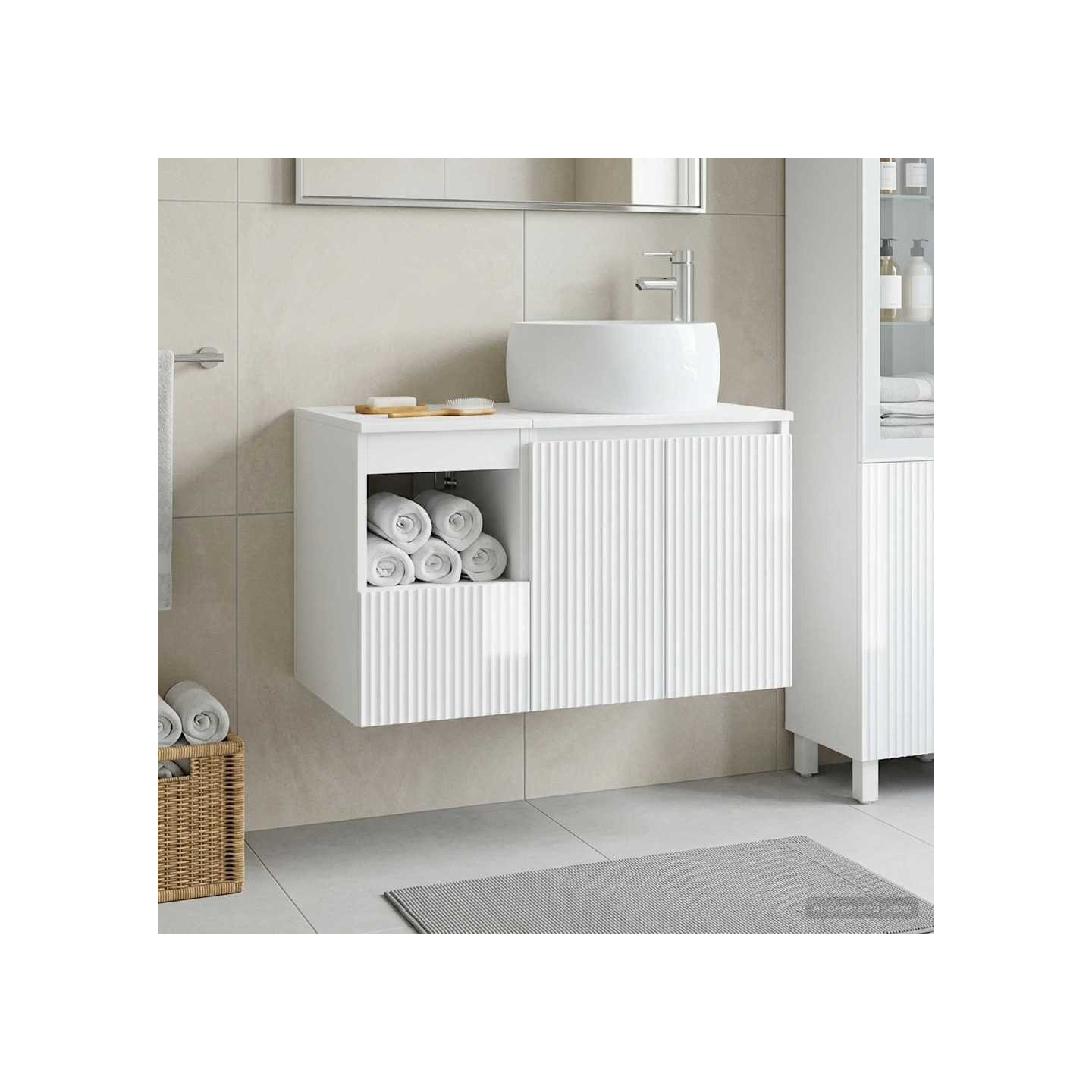 Ensemble de mobilier de salle de bain 2 pc Blanc brillant