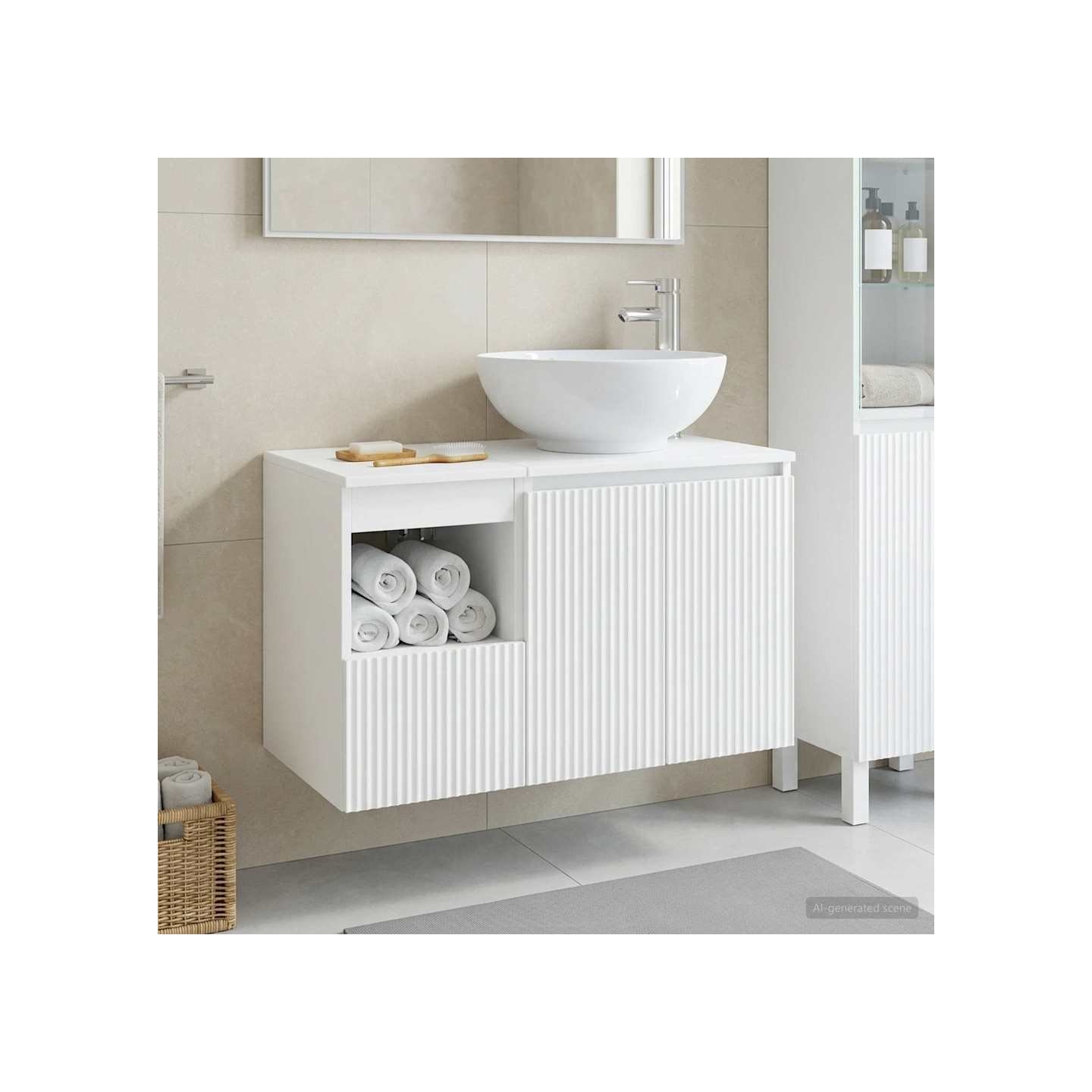 Ensemble de mobilier de salle de bain 2 pc Blanc brillant