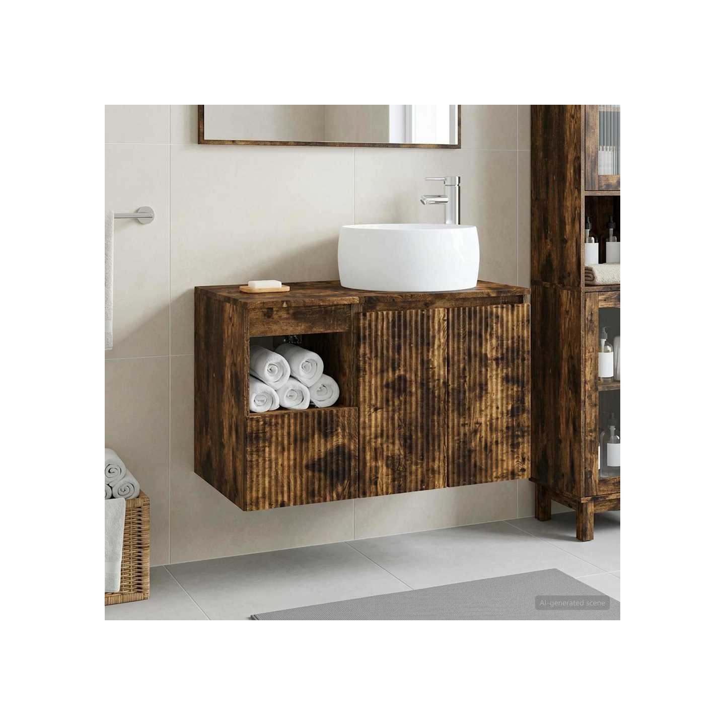 Ensemble de mobilier de salle de bain 2 pc Chêne fumé