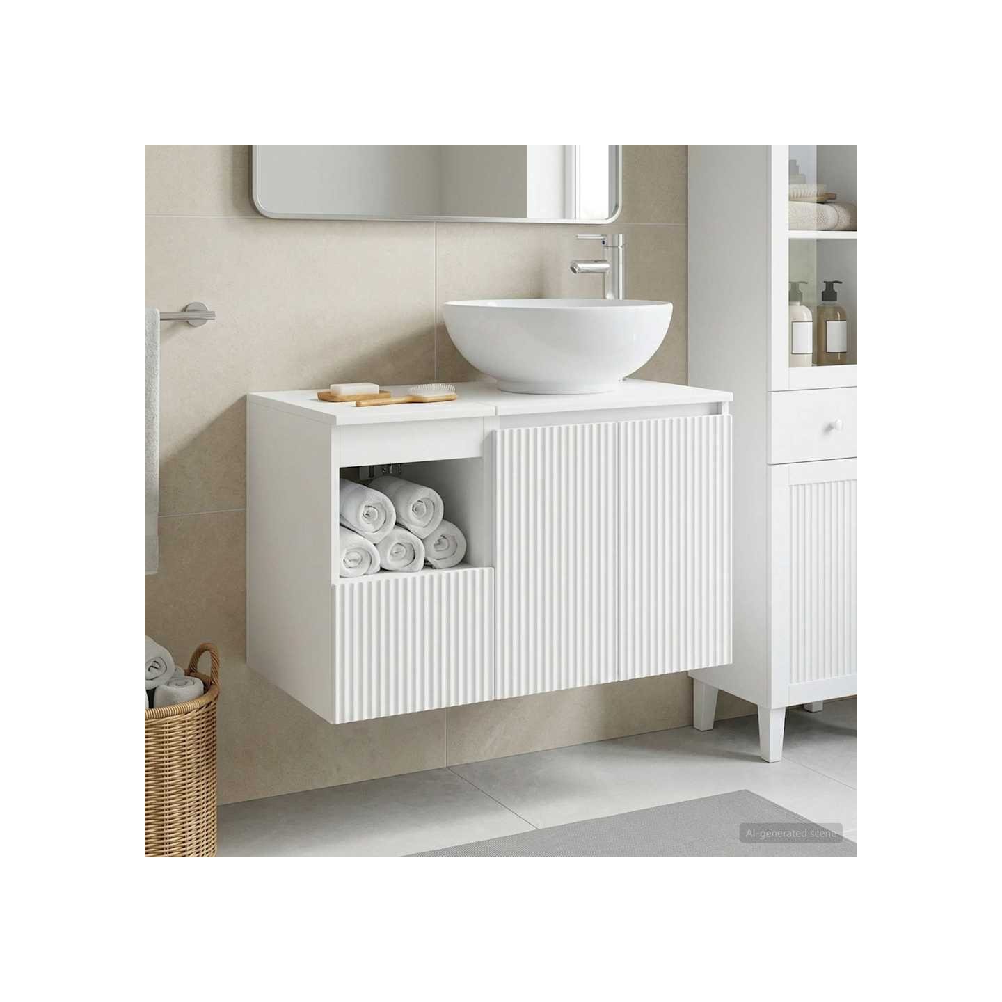 Ensemble de mobilier de salle de bain 2 pc Blanc