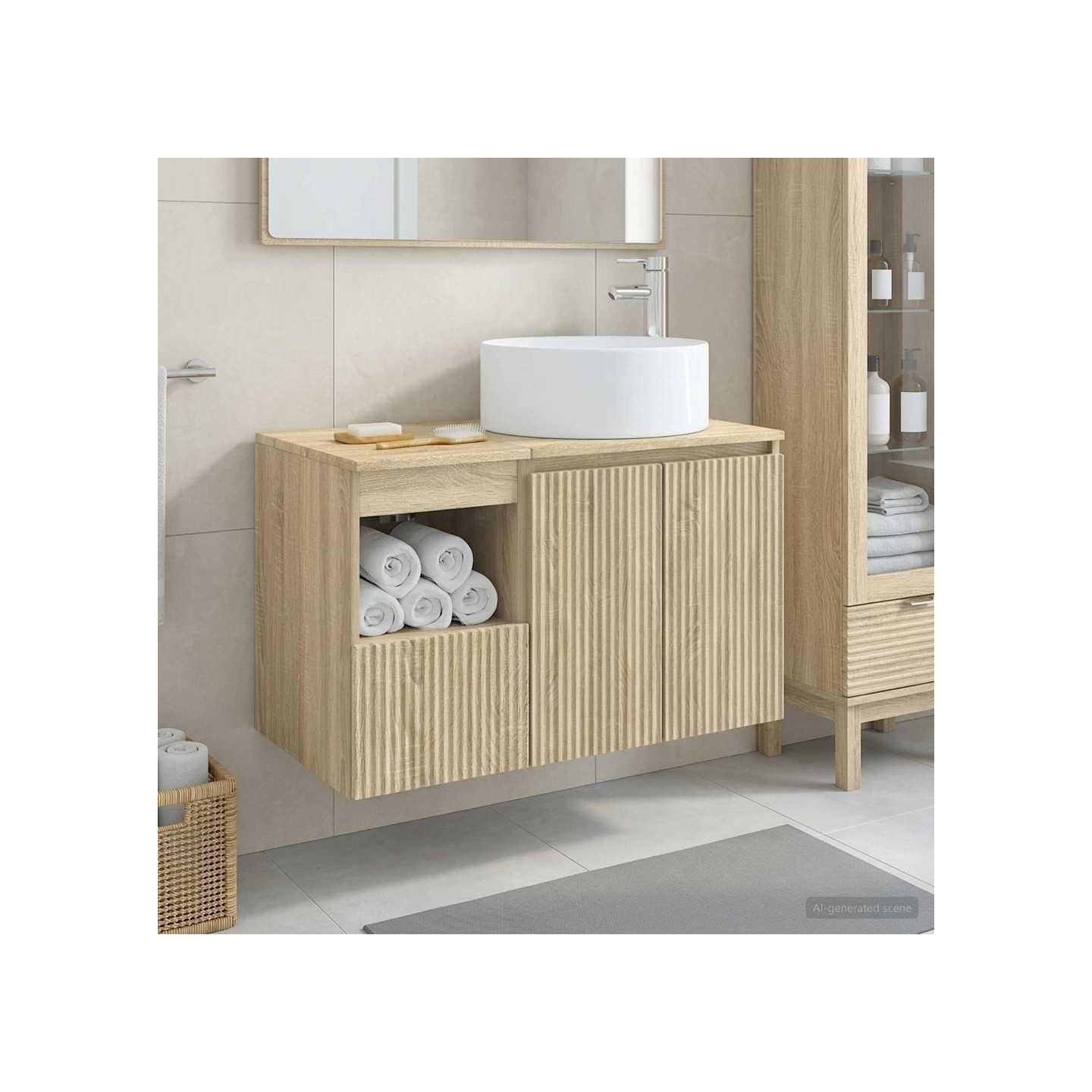 Ensemble de mobilier de salle de bain 2 pc Chêne Sonoma
