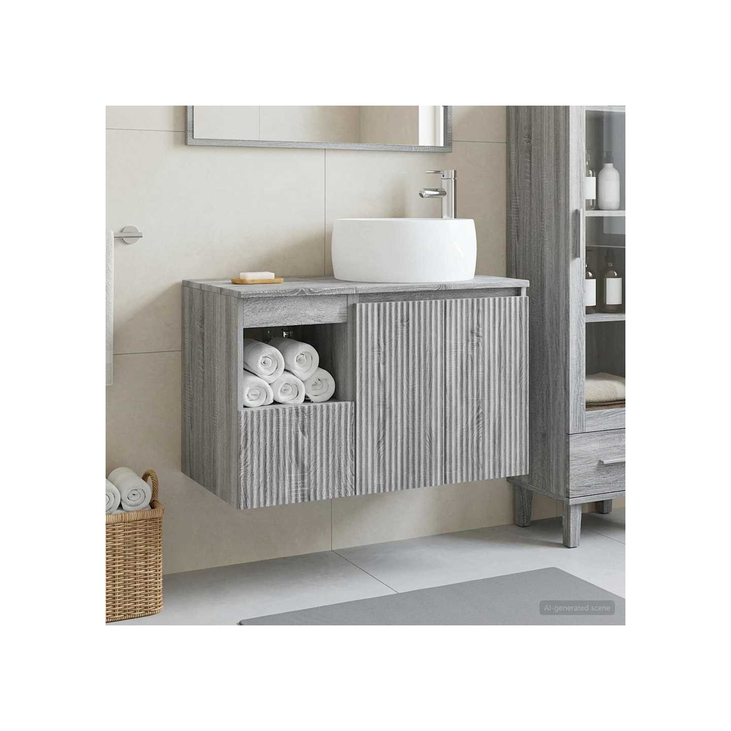 Ensemble de mobilier de salle de bain 2 pc Sonoma gris
