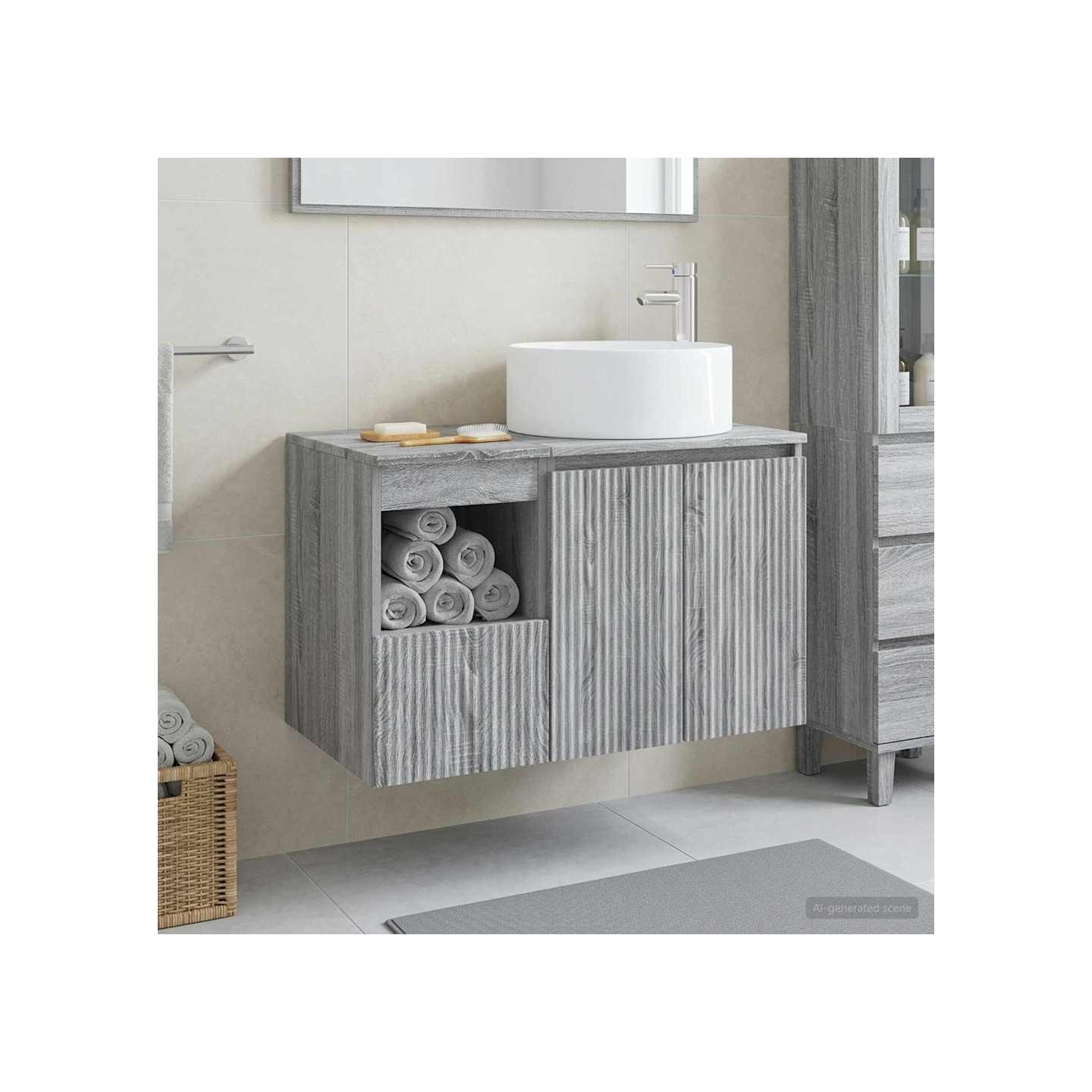 Ensemble de mobilier de salle de bain 2 pc Sonoma gris