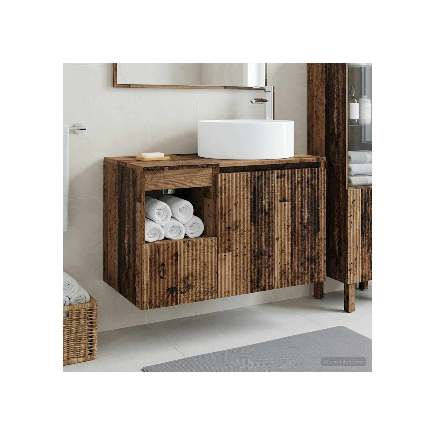 Ensemble de mobilier de salle de bain 2 pc Bois ancien