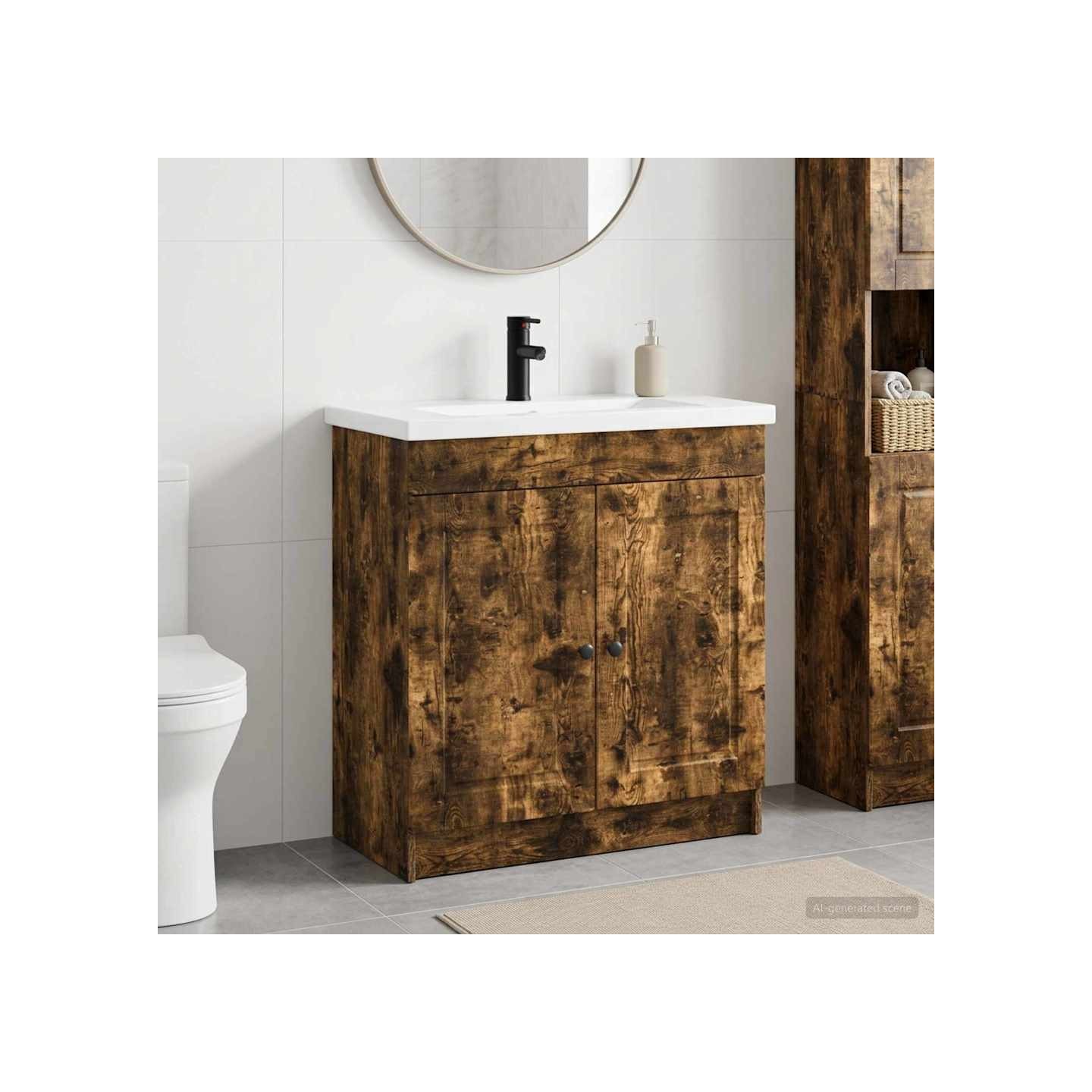 Ensemble de mobilier de salle de bain Chêne fumé