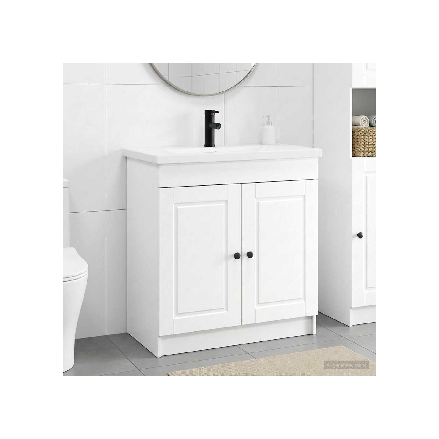 Ensemble de mobilier de salle de bain Blanc 56 x 37,5 x 81 cm