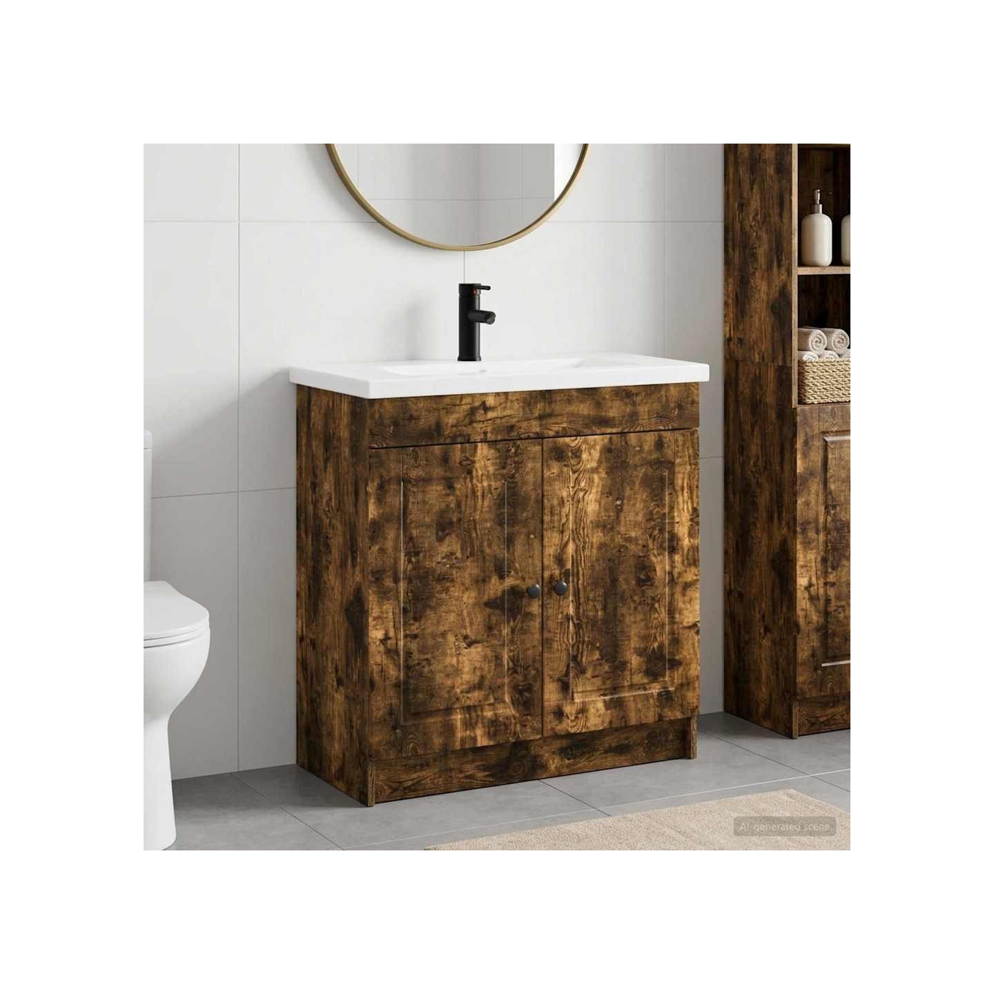 Ensemble de mobilier de salle de bain Chêne fumé