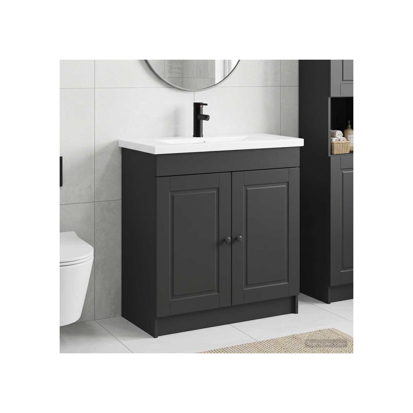 Ensemble de mobilier de salle de bain Noir 56 x 37,5 x 81 cm