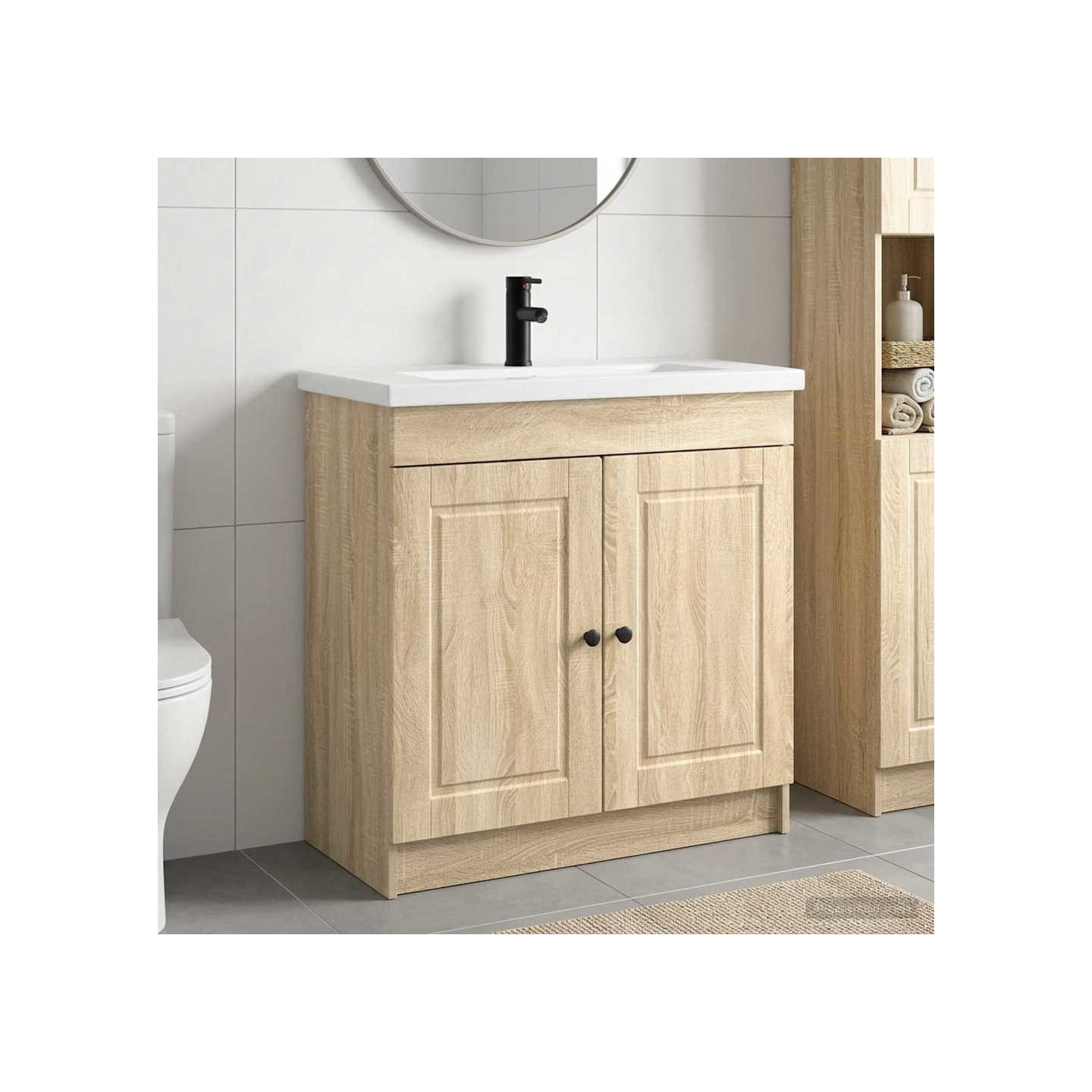 Ensemble de mobilier de salle de bain Chêne Sonoma