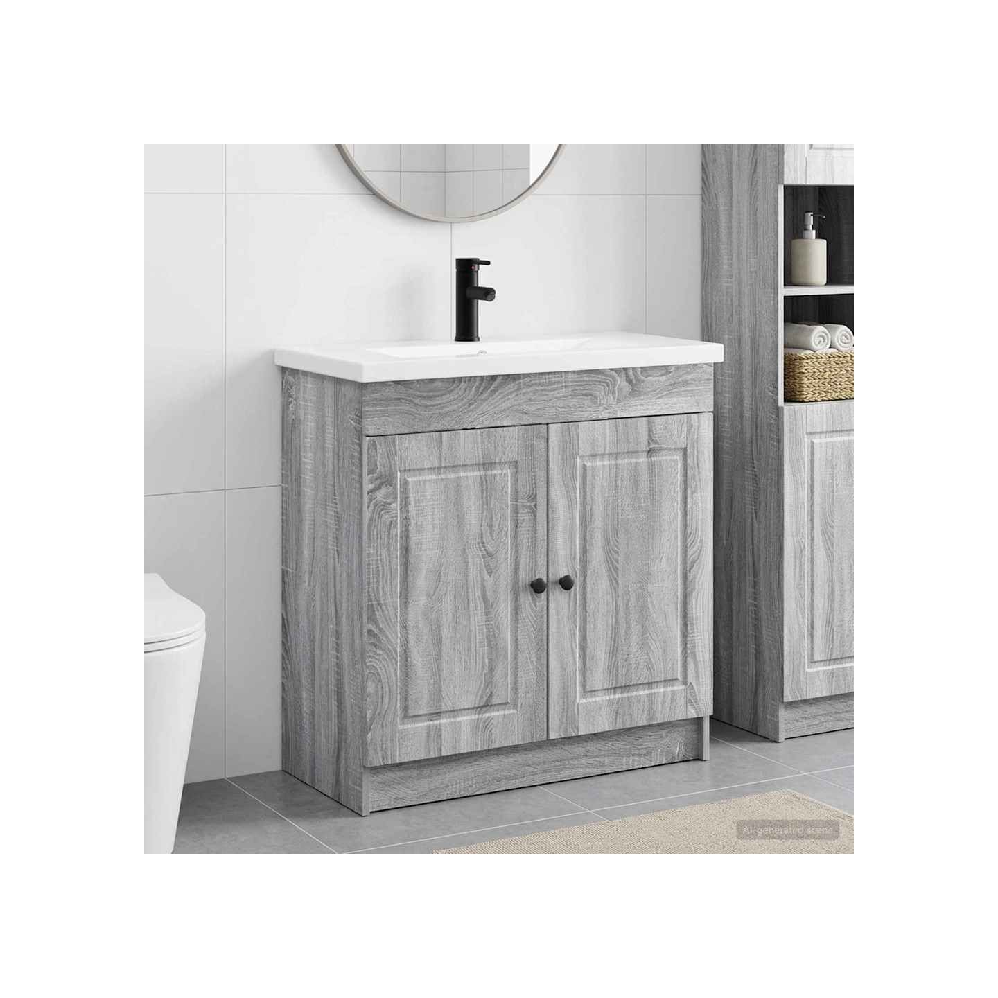 Ensemble de mobilier de salle de bain Sonoma gris