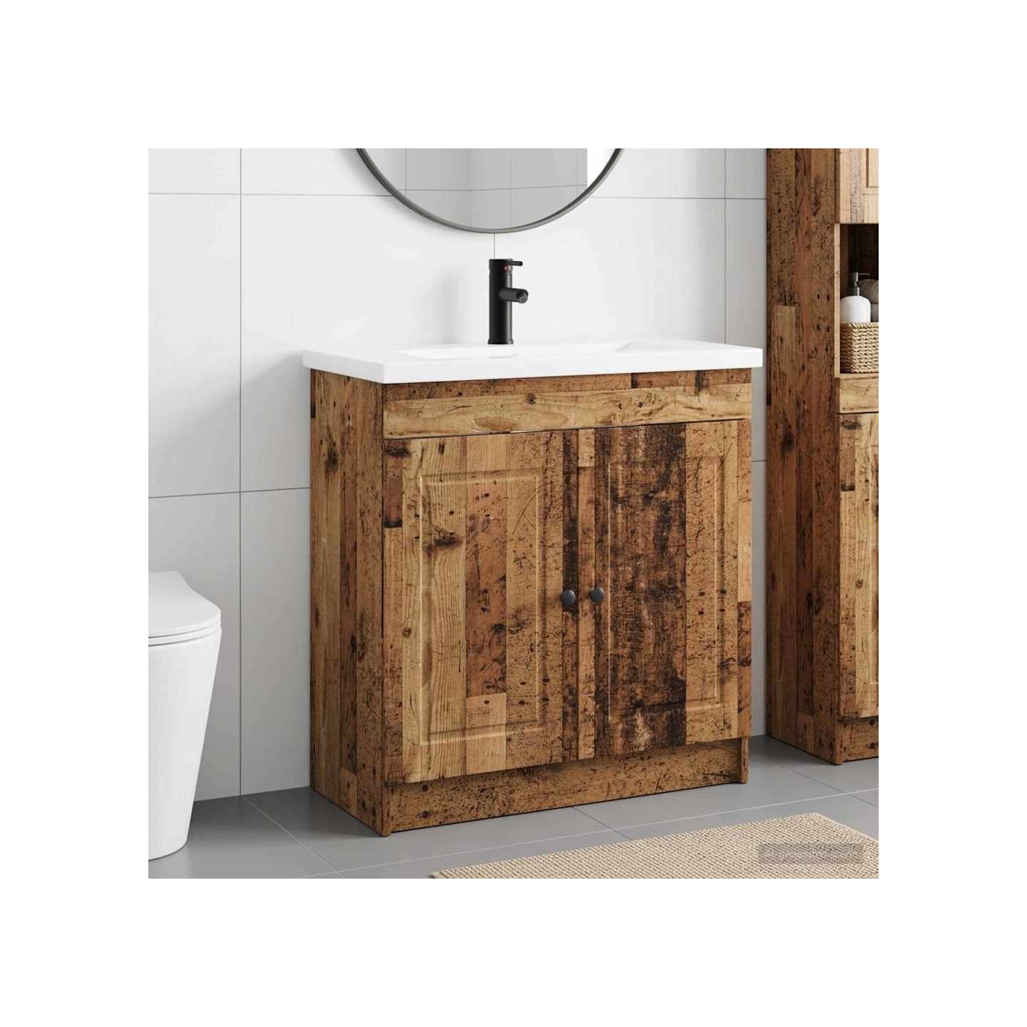 Ensemble de mobilier de salle de bain Bois ancien