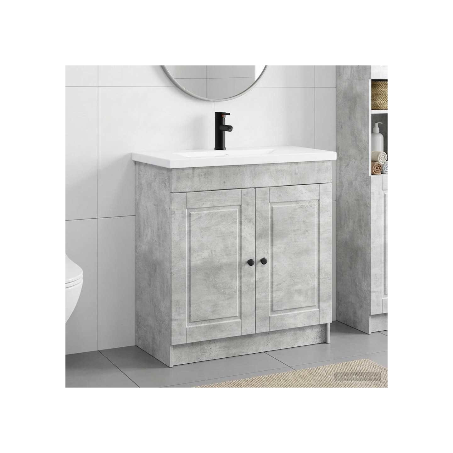 Ensemble de mobilier de salle de bain Gris béton