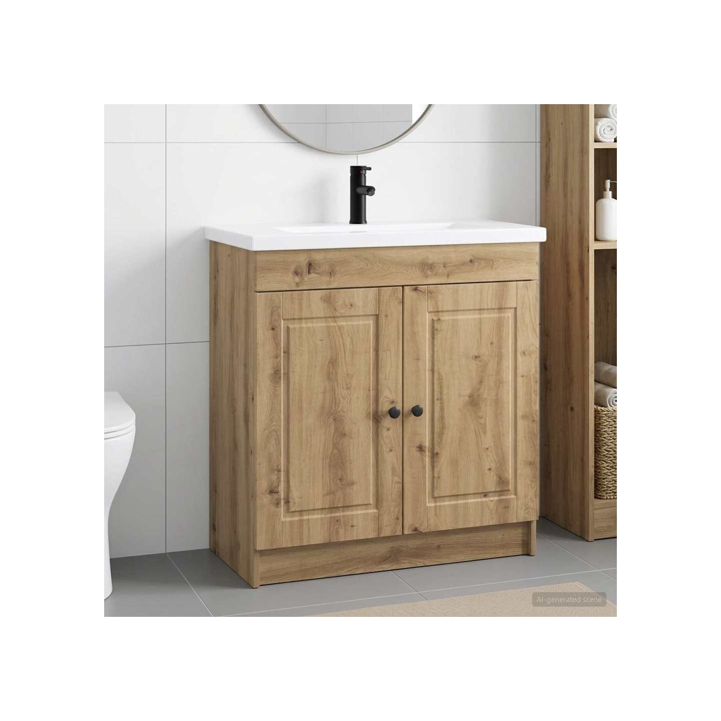 Ensemble de mobilier de salle de bain Chêne artisanal