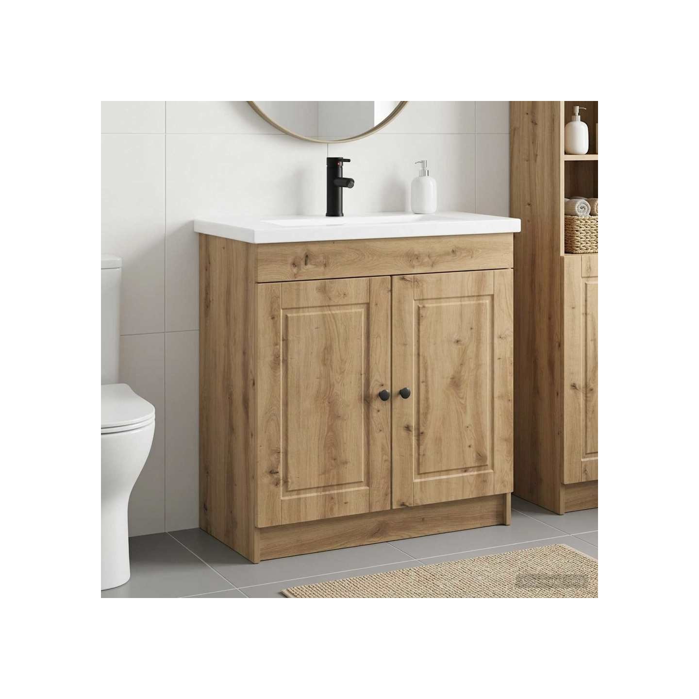 Ensemble de mobilier de salle de bain Chêne artisanal