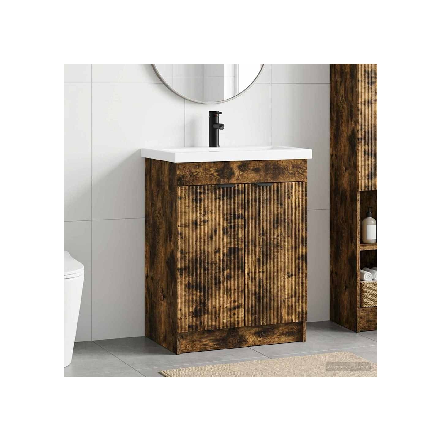 Ensemble de mobilier de salle de bain Chêne fumé