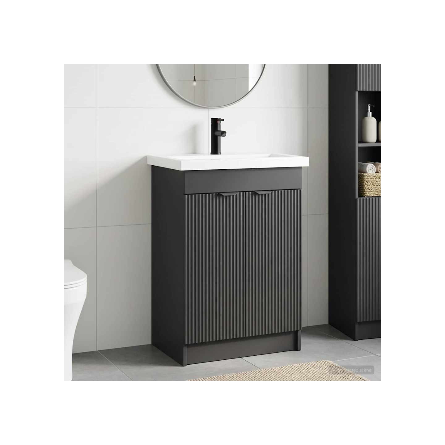 Ensemble de mobilier de salle de bain Noir 56 x 37,5 x 81 cm