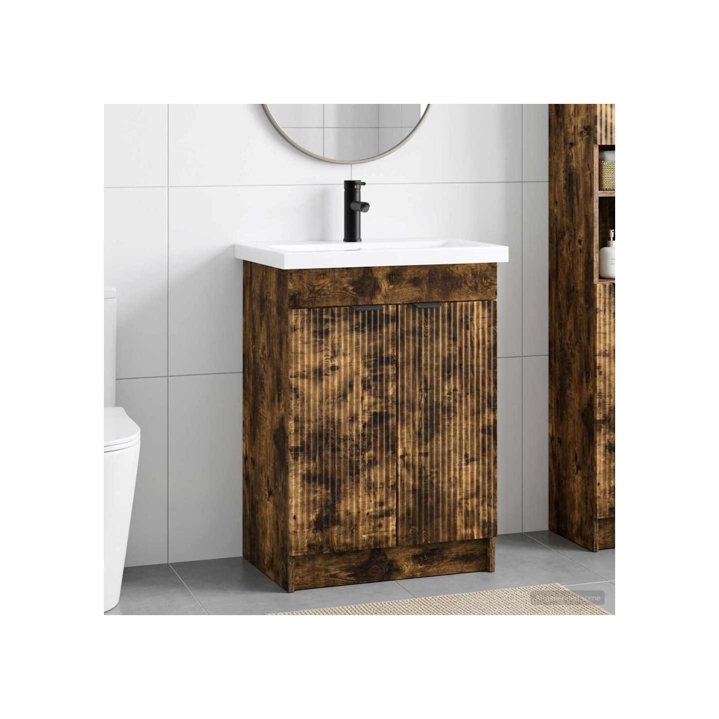Ensemble de mobilier de salle de bain Chêne fumé