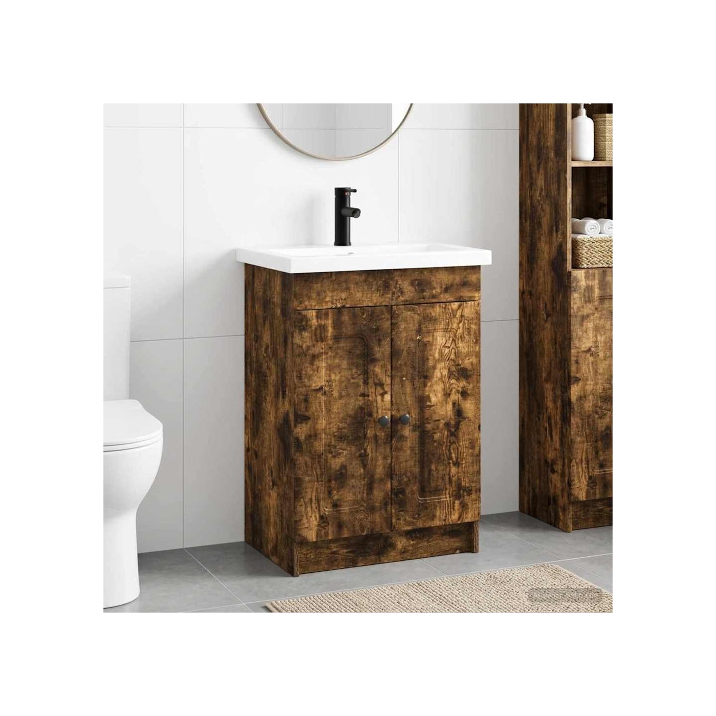 Ensemble de mobilier de salle de bain Chêne fumé