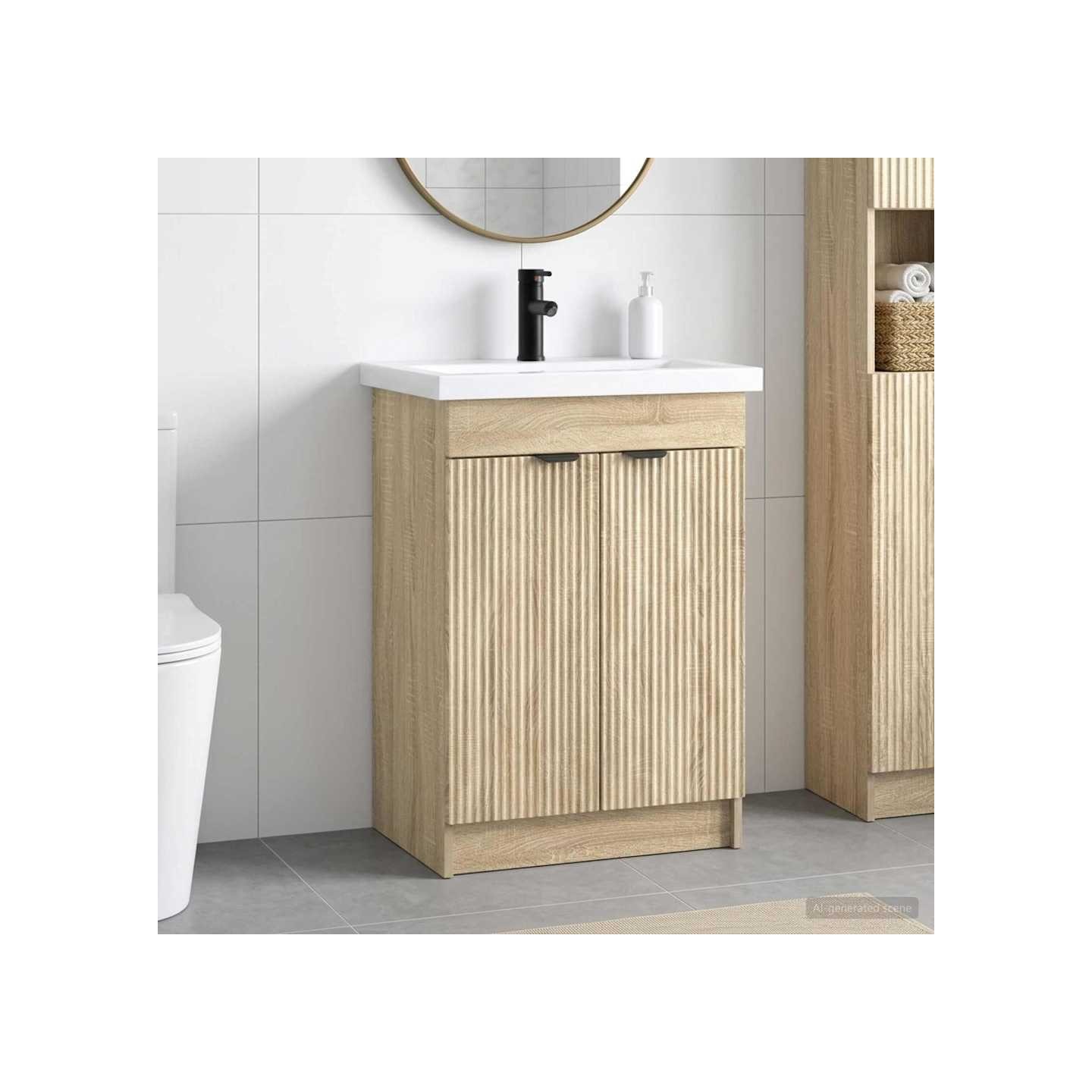 Ensemble de mobilier de salle de bain Chêne Sonoma