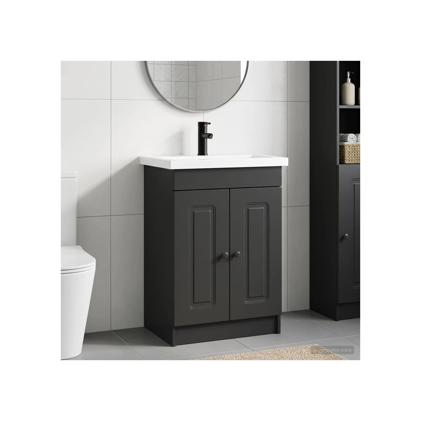 Ensemble de mobilier de salle de bain Noir 56 x 37,5 x 81 cm