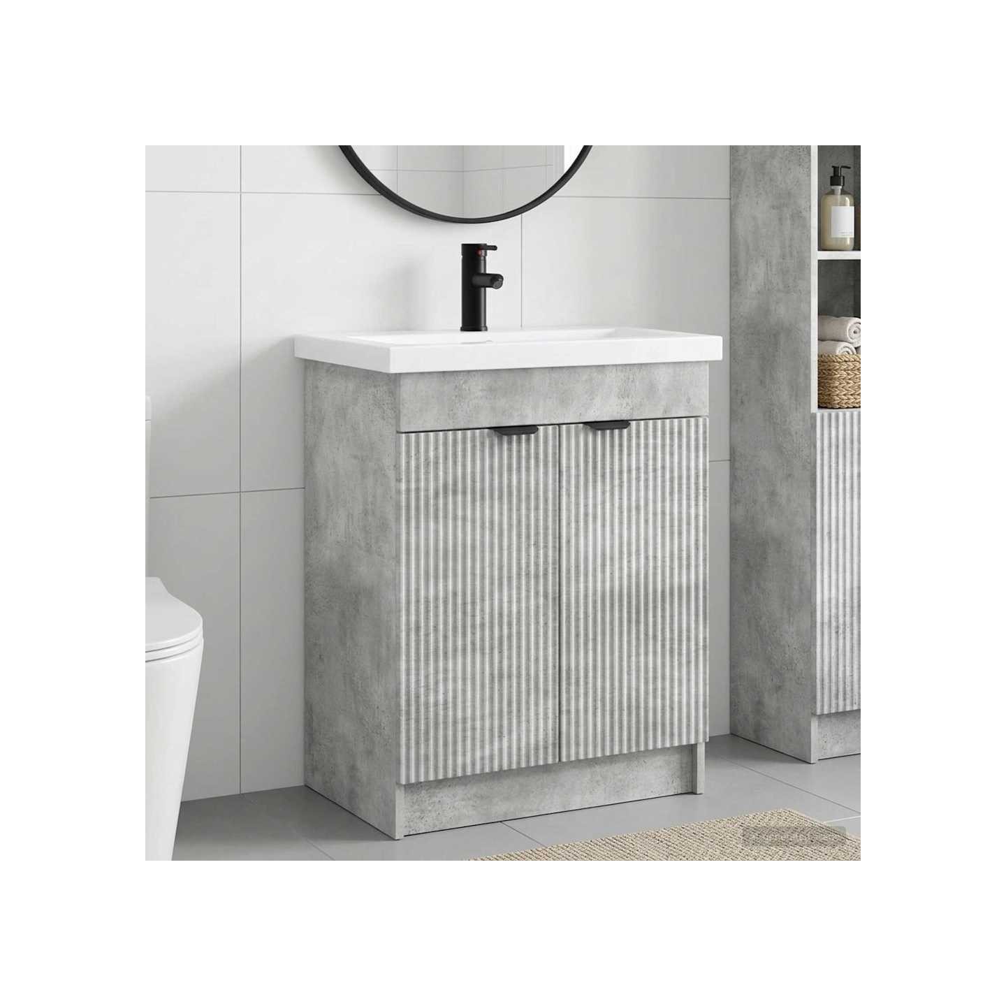 Ensemble de mobilier de salle de bain Gris béton