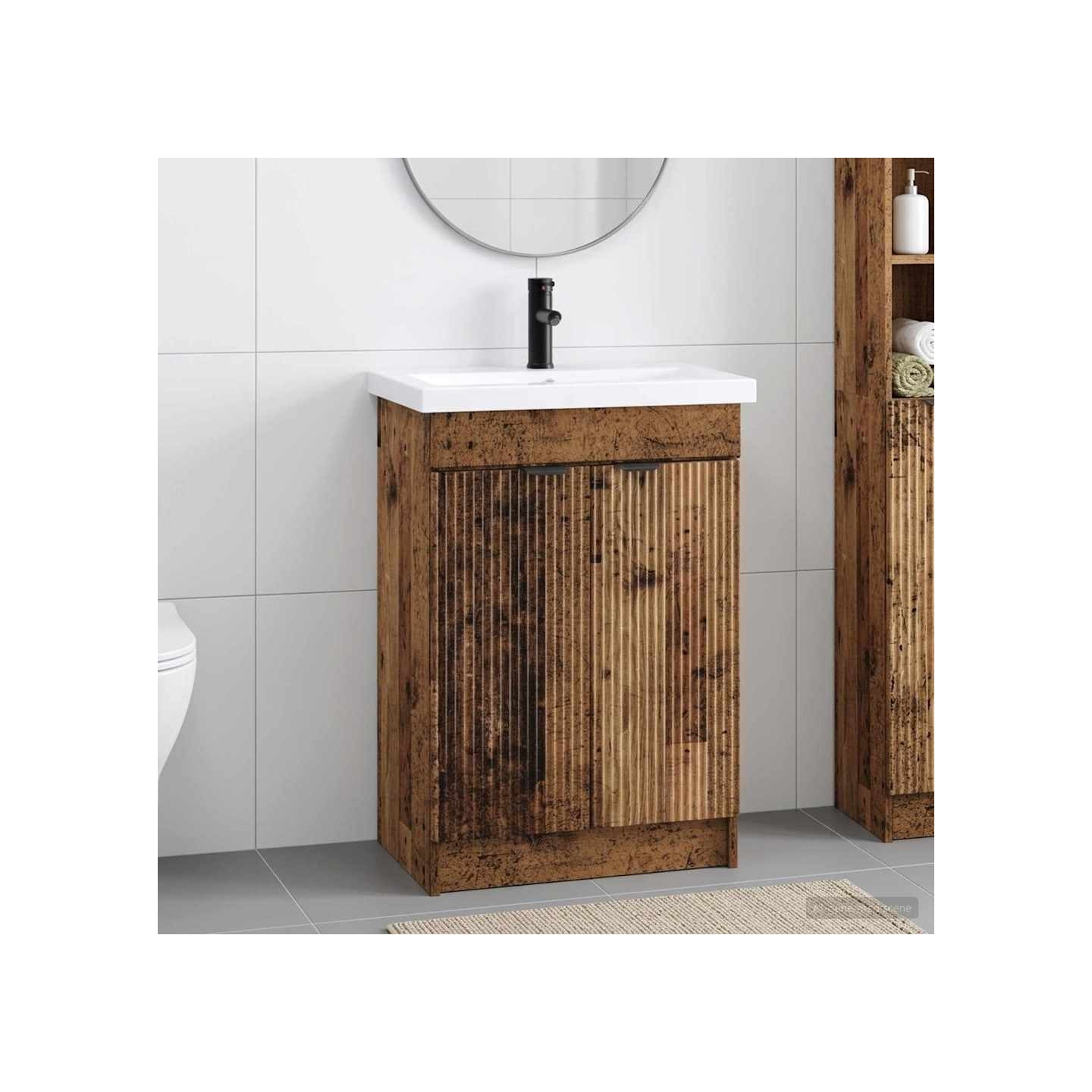 Ensemble de mobilier de salle de bain Bois ancien