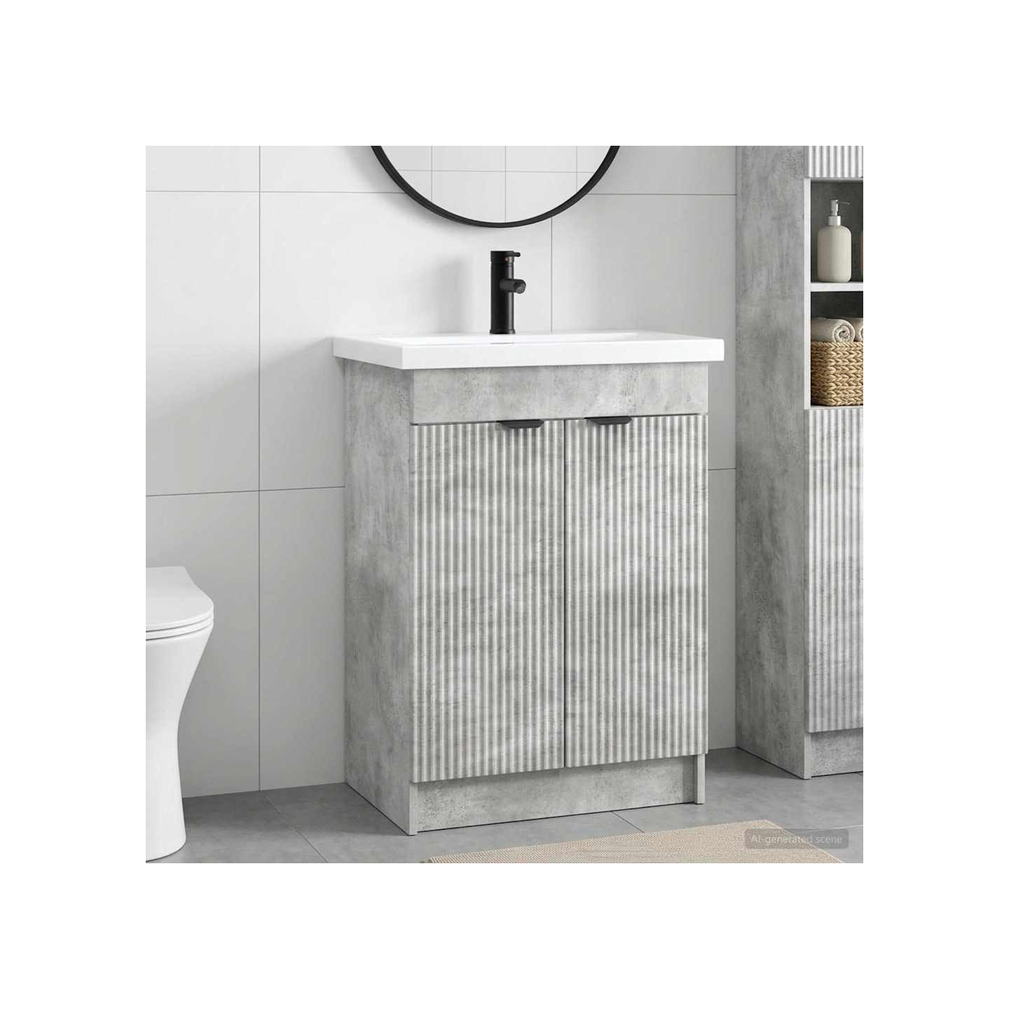 Ensemble de mobilier de salle de bain Gris béton