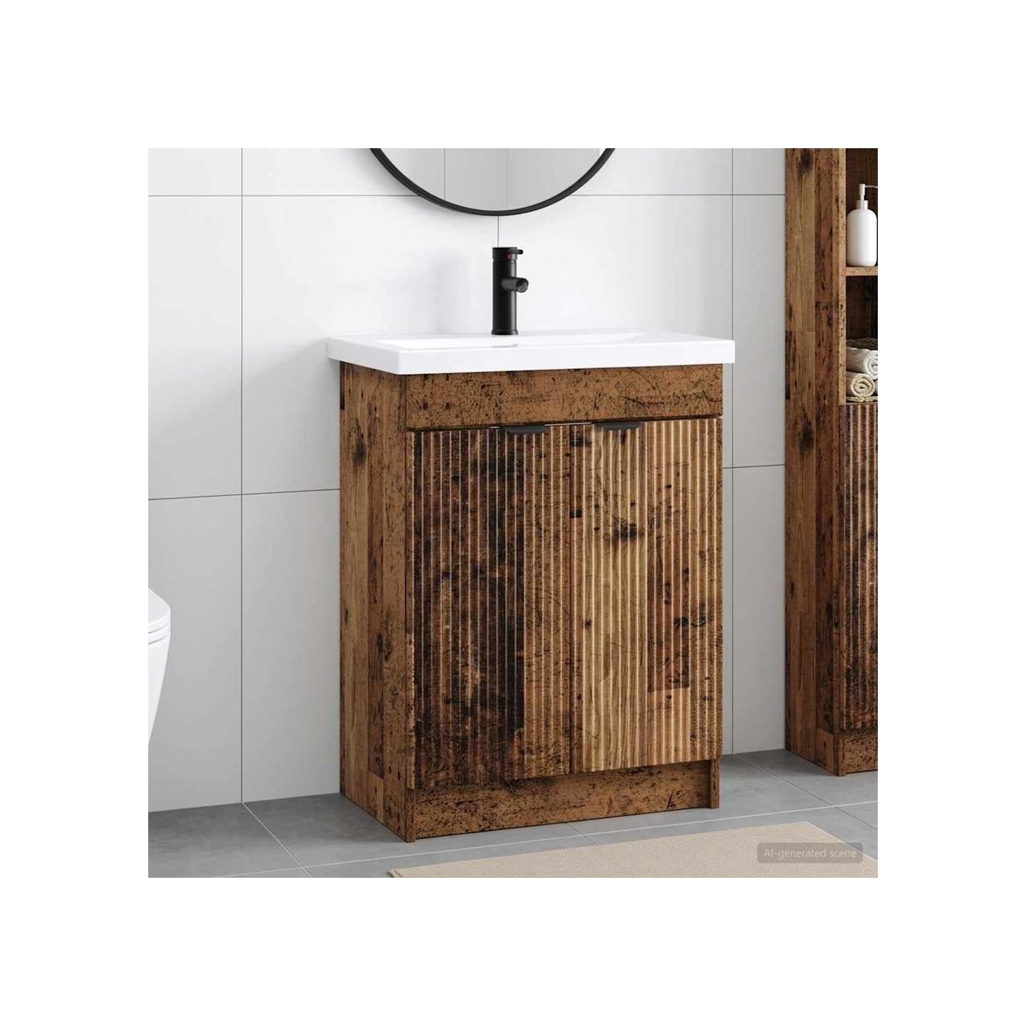 Ensemble de mobilier de salle de bain Bois ancien