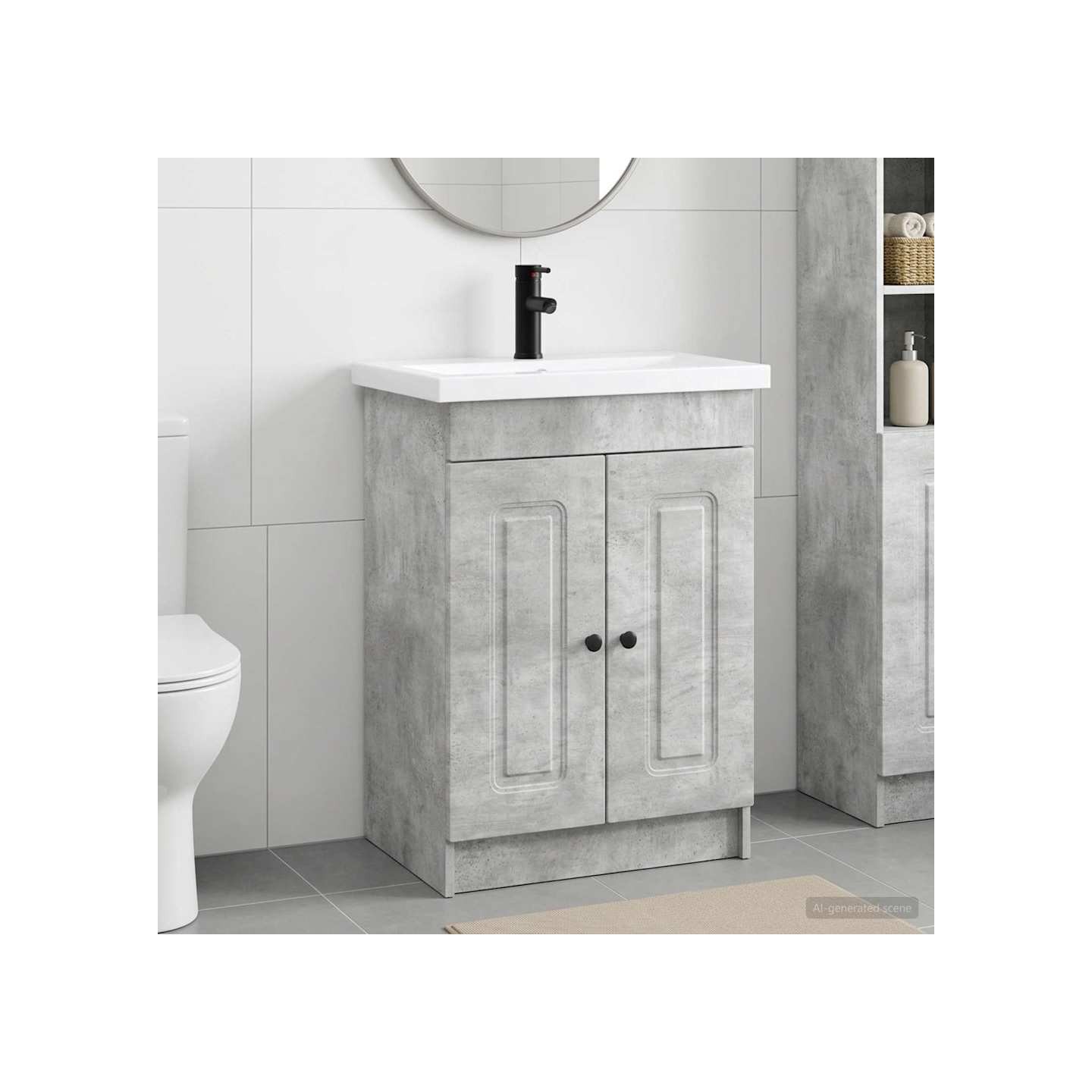 Ensemble de mobilier de salle de bain Gris béton