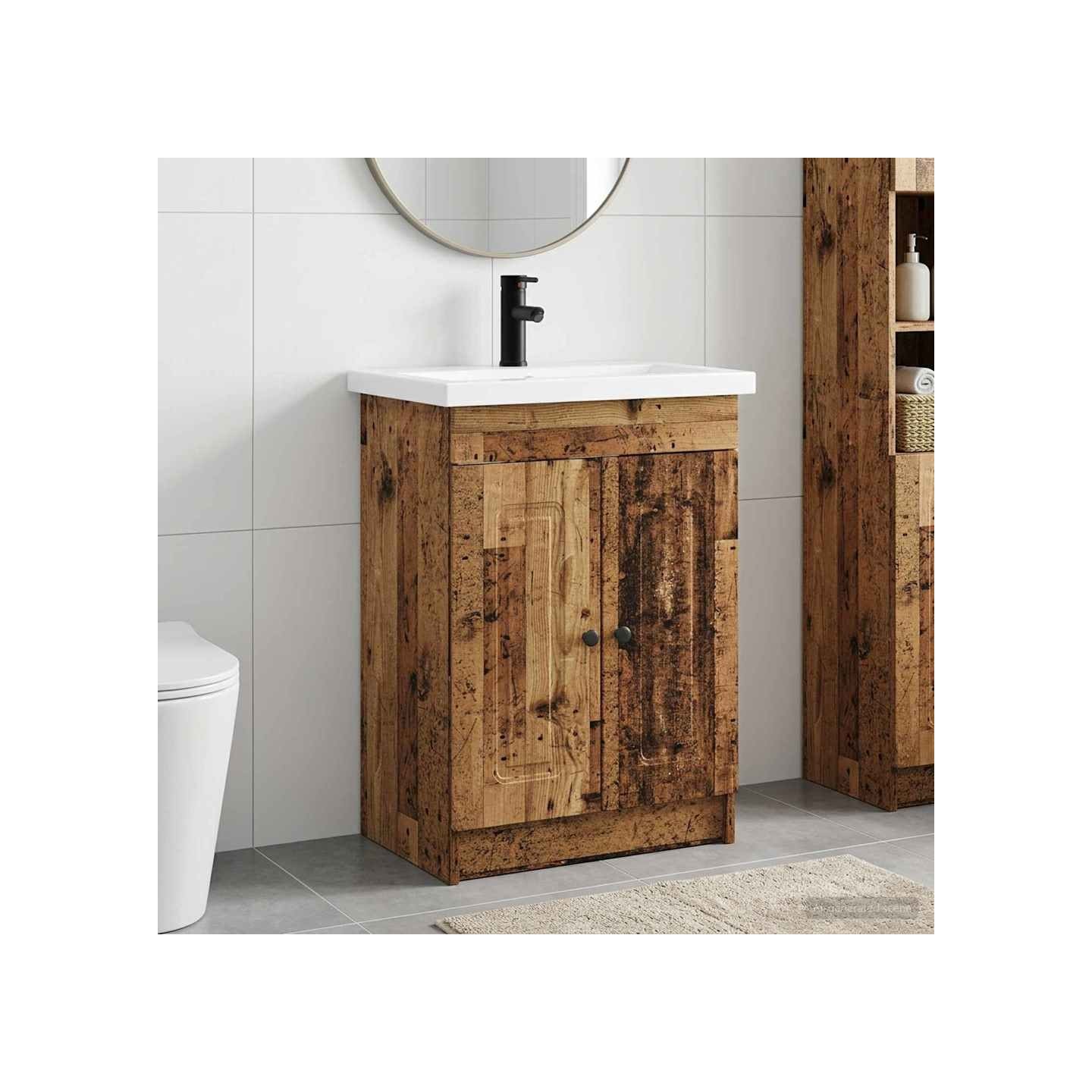 Ensemble de mobilier de salle de bain Bois ancien