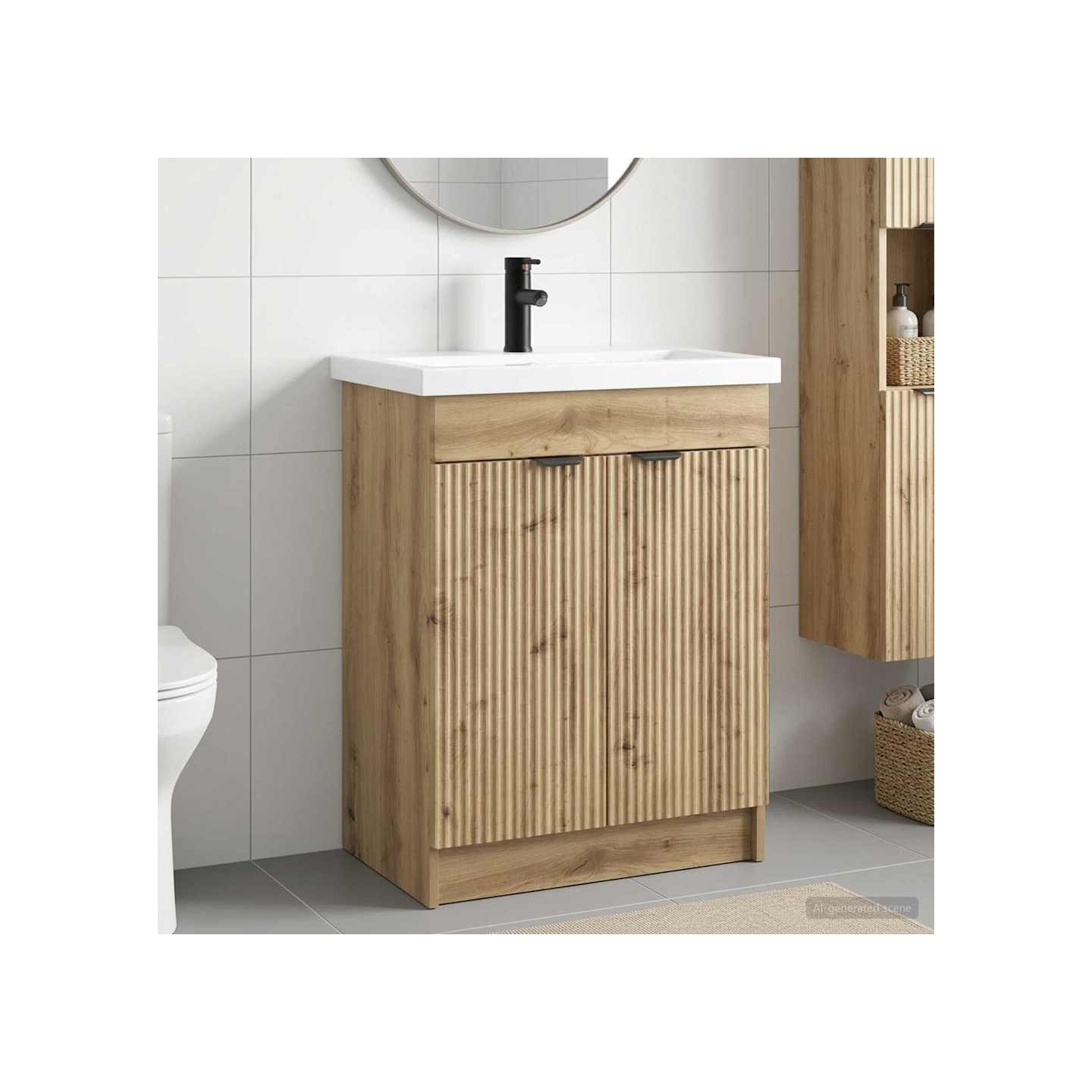 Ensemble de mobilier de salle de bain Chêne artisanal