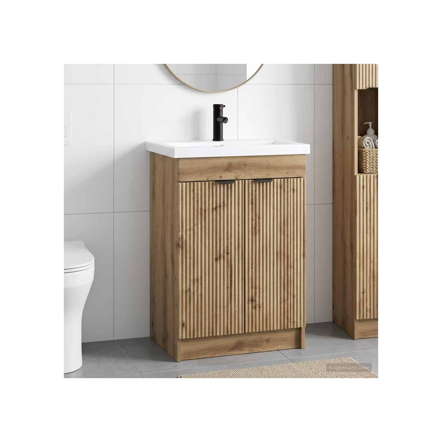 Ensemble de mobilier de salle de bain Chêne artisanal