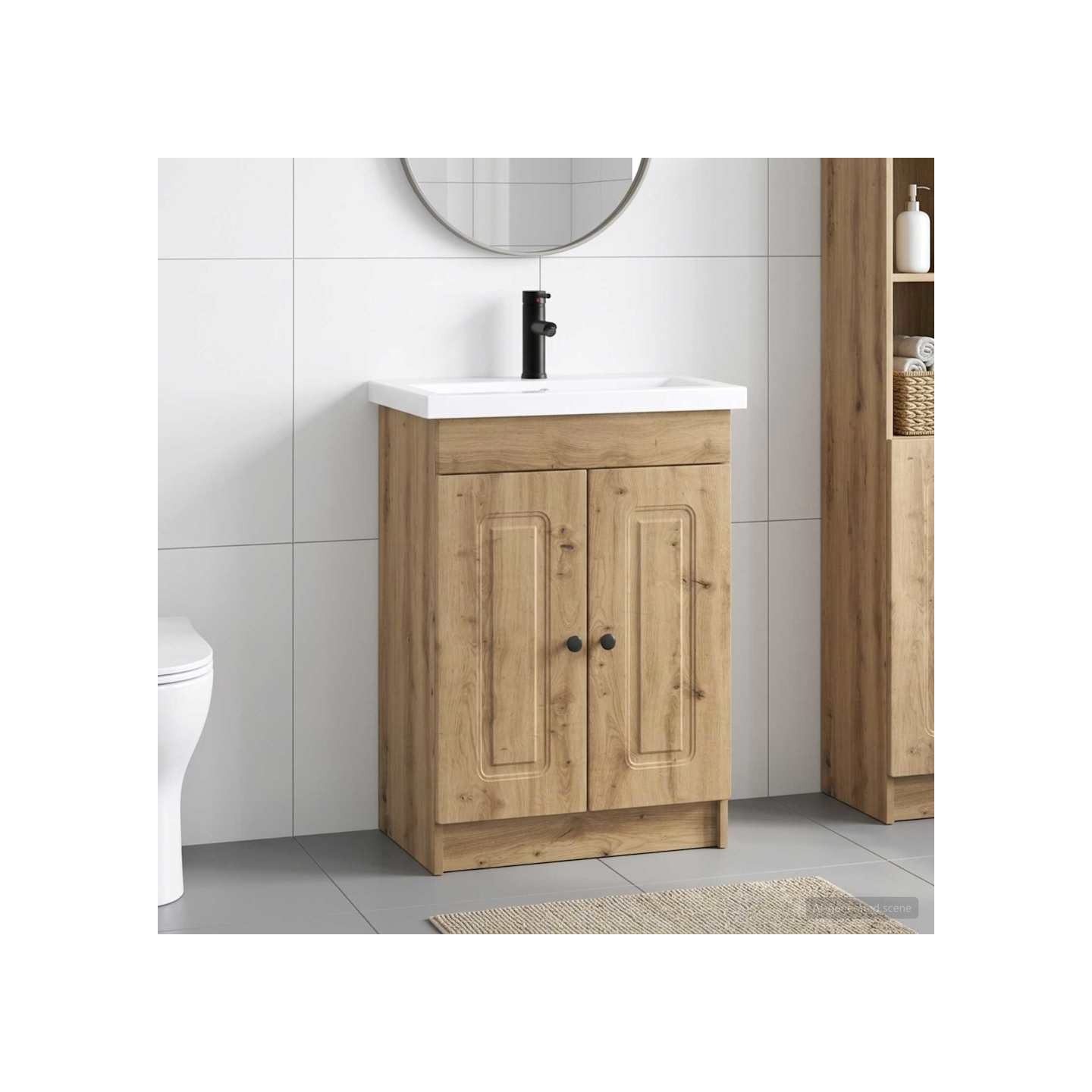 Ensemble de mobilier de salle de bain Chêne artisanal