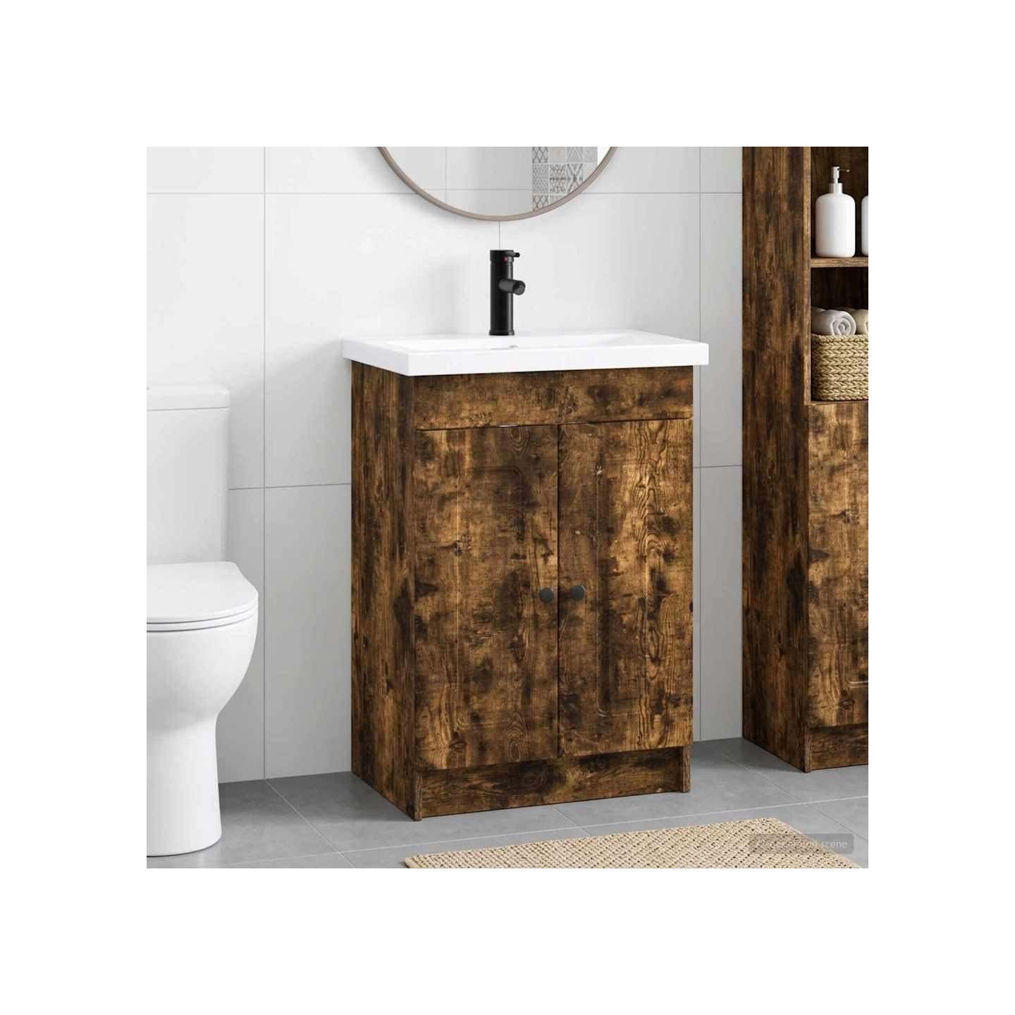 Ensemble de mobilier de salle de bain Chêne fumé
