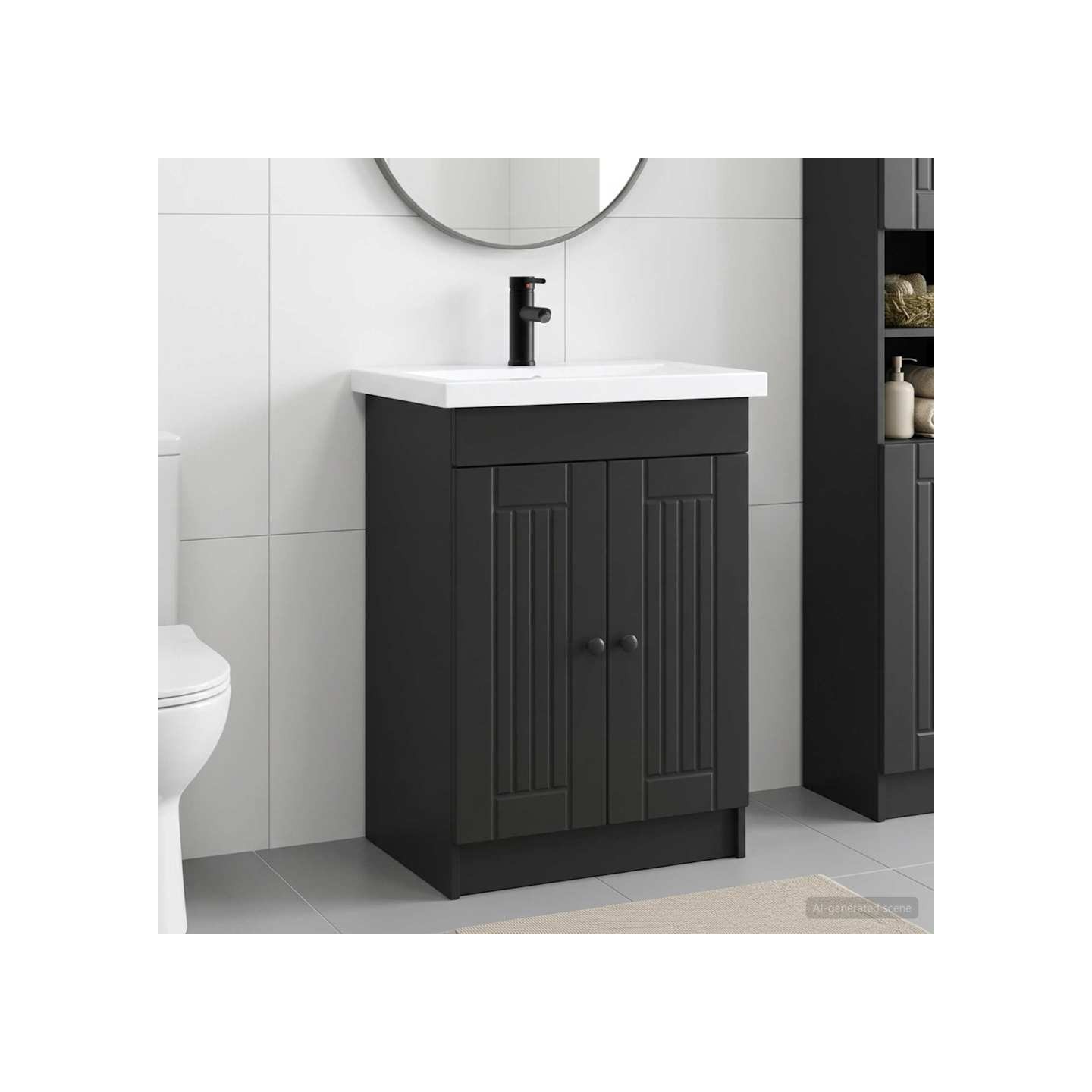 Ensemble de mobilier de salle de bain Noir 56 x 37,5 x 81 cm