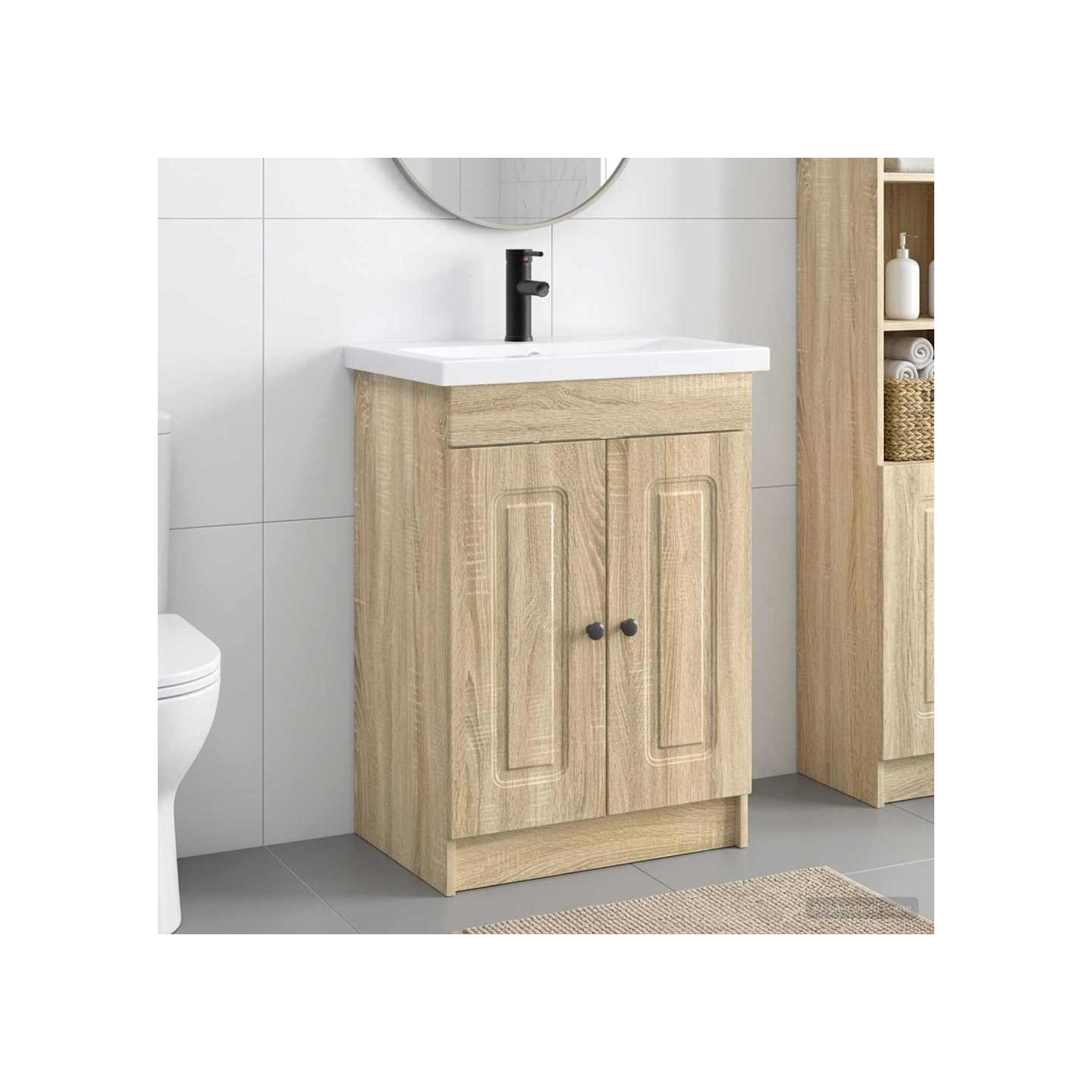 Ensemble de mobilier de salle de bain Chêne Sonoma