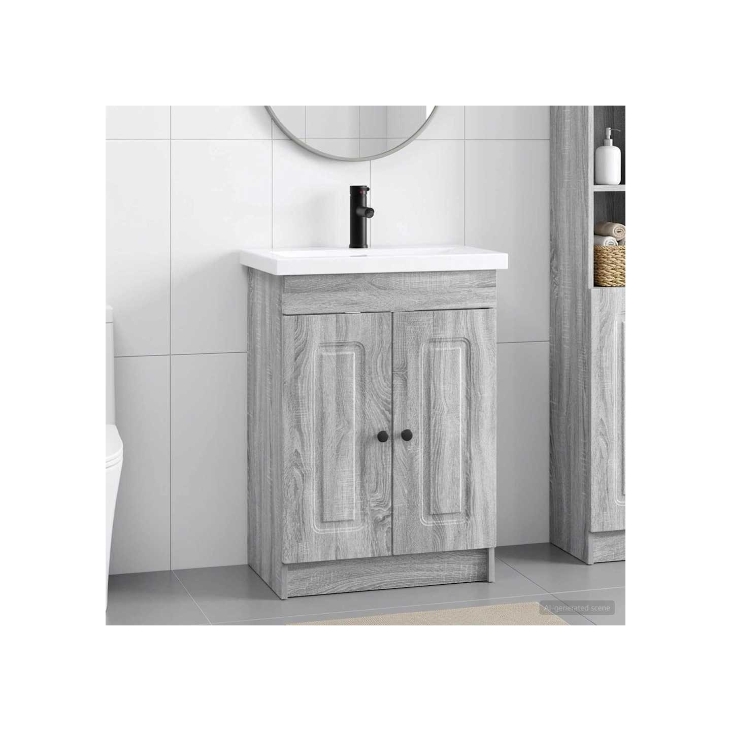 Ensemble de mobilier de salle de bain Sonoma gris