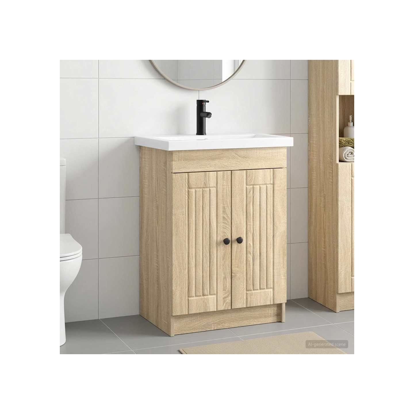 Ensemble de mobilier de salle de bain Chêne Sonoma