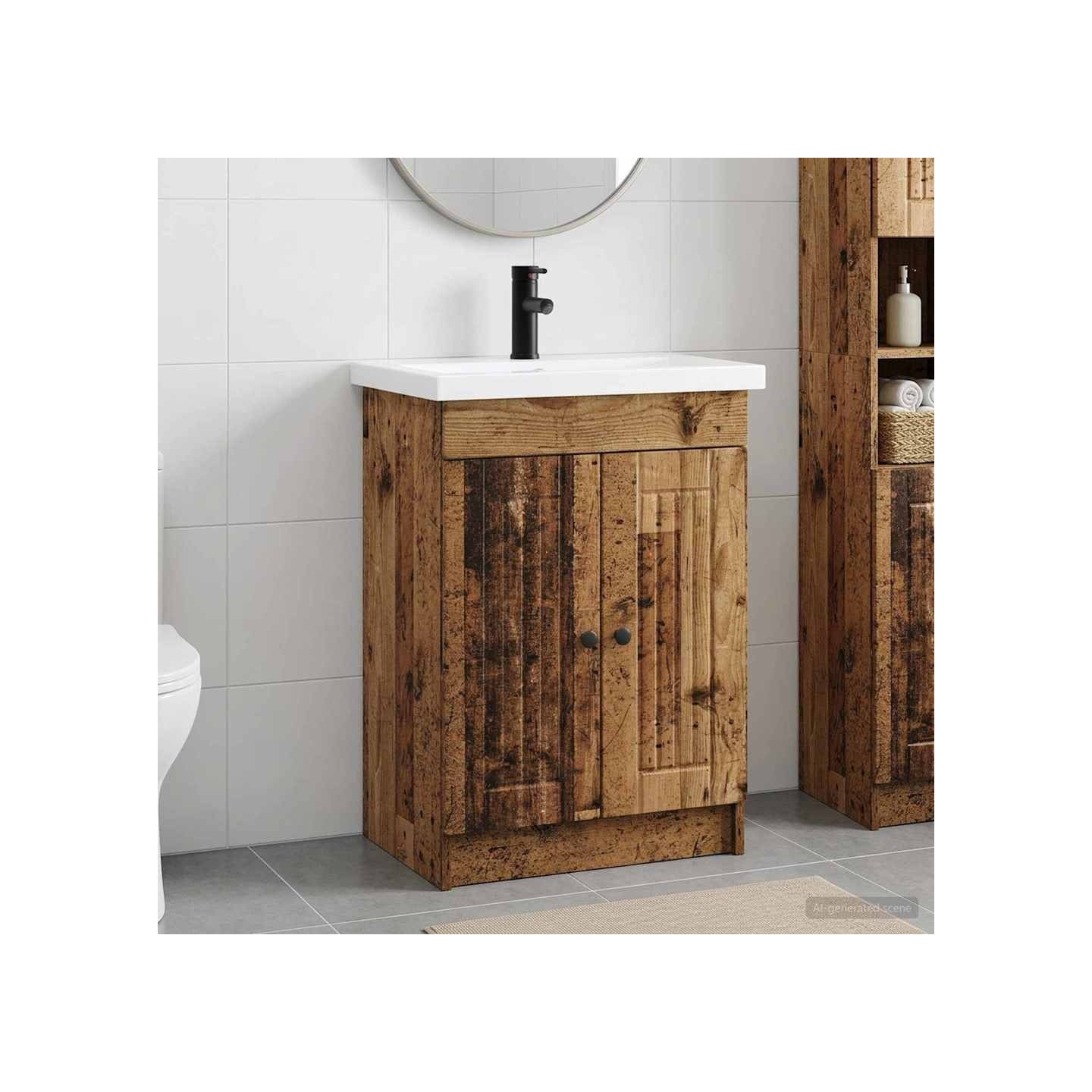 Ensemble de mobilier de salle de bain Bois ancien