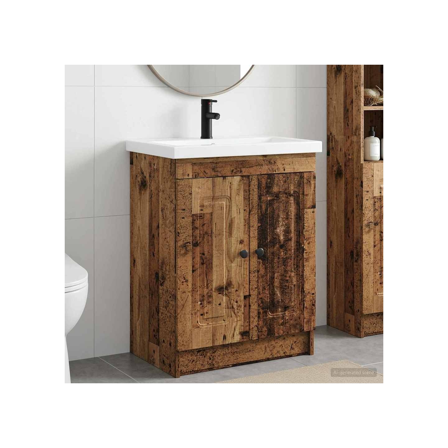 Ensemble de mobilier de salle de bain Bois ancien
