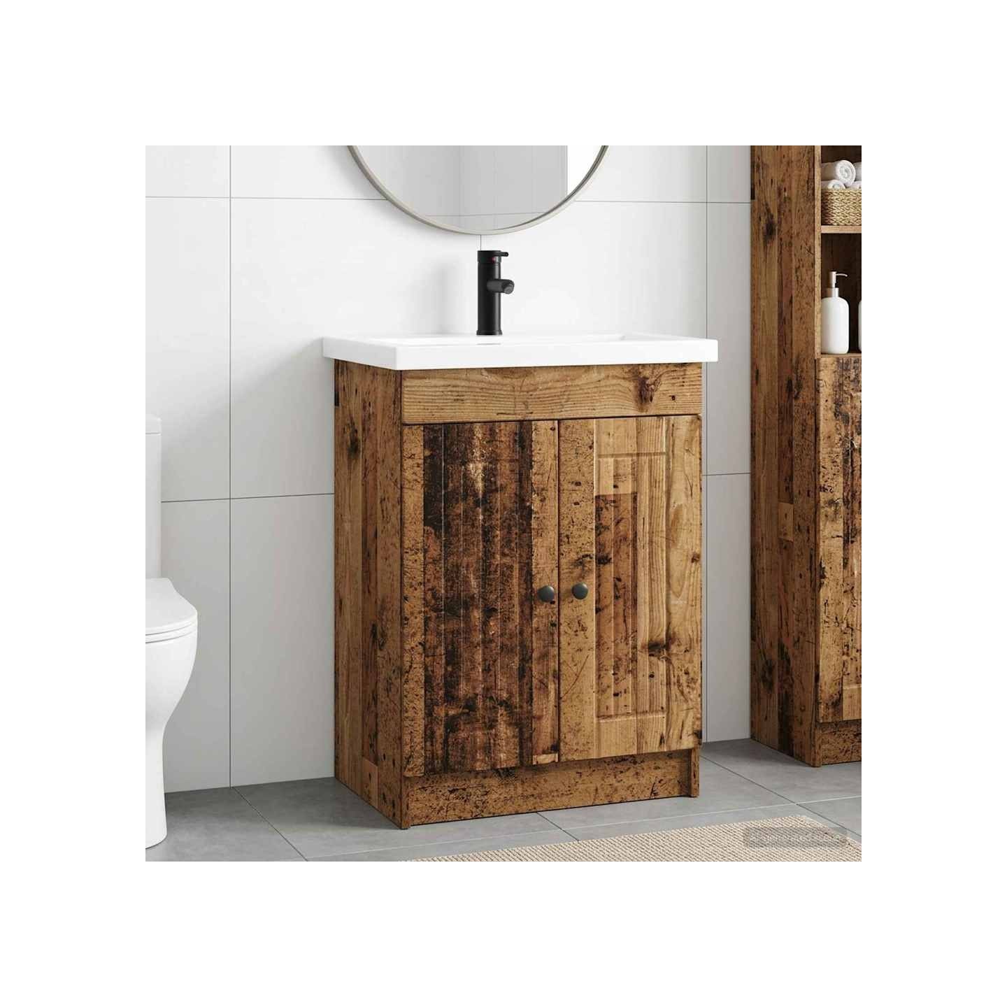 Ensemble de mobilier de salle de bain Bois ancien