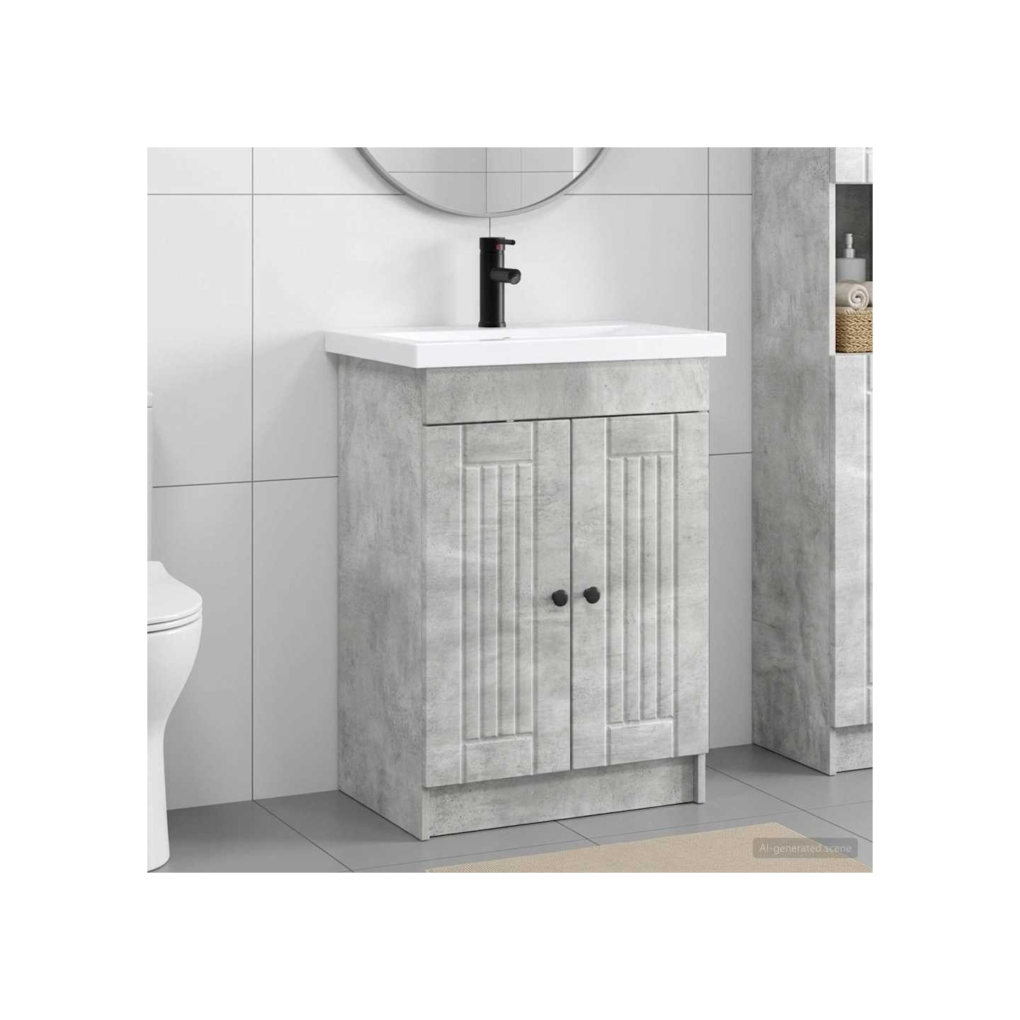 Ensemble de mobilier de salle de bain Gris béton
