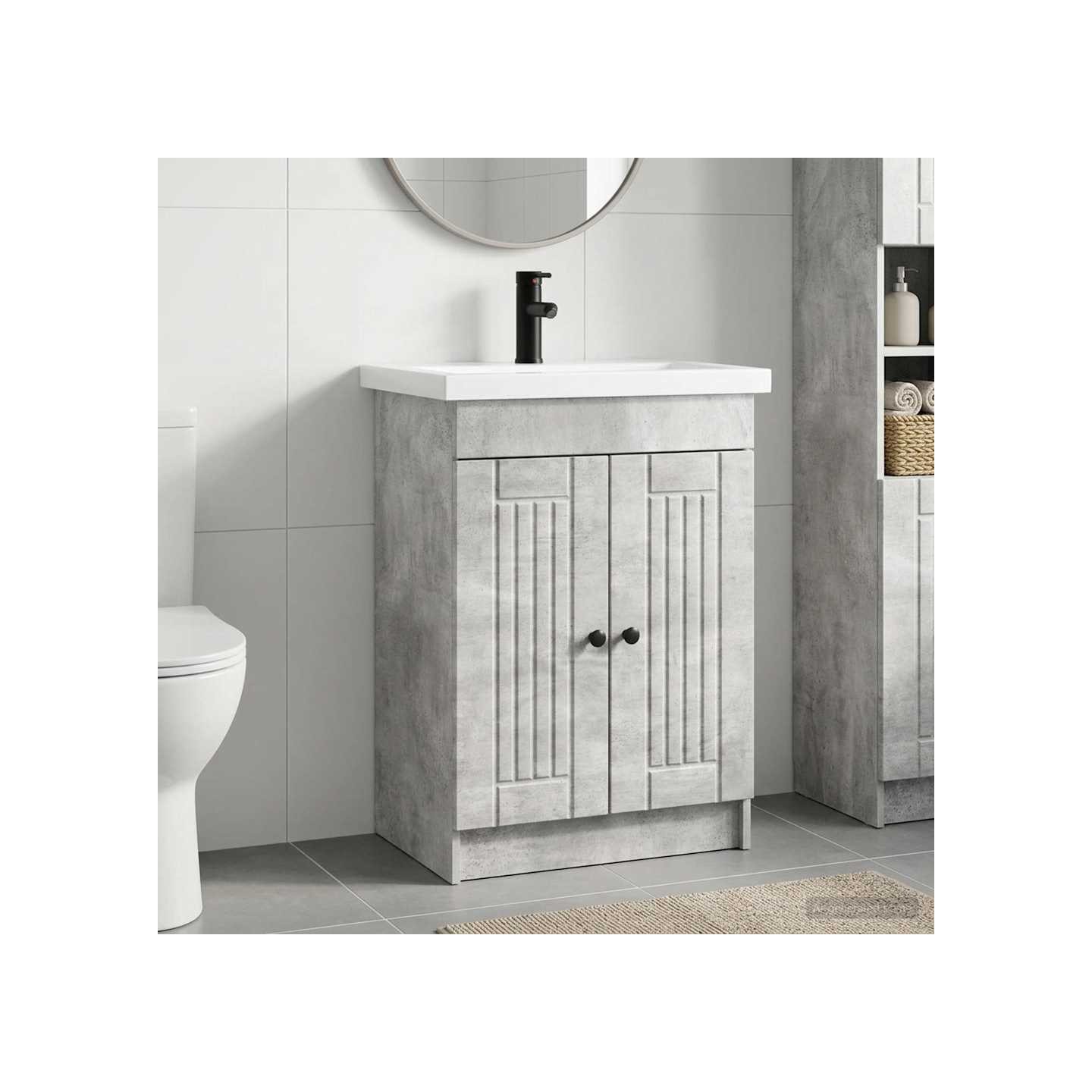 Ensemble de mobilier de salle de bain Gris béton